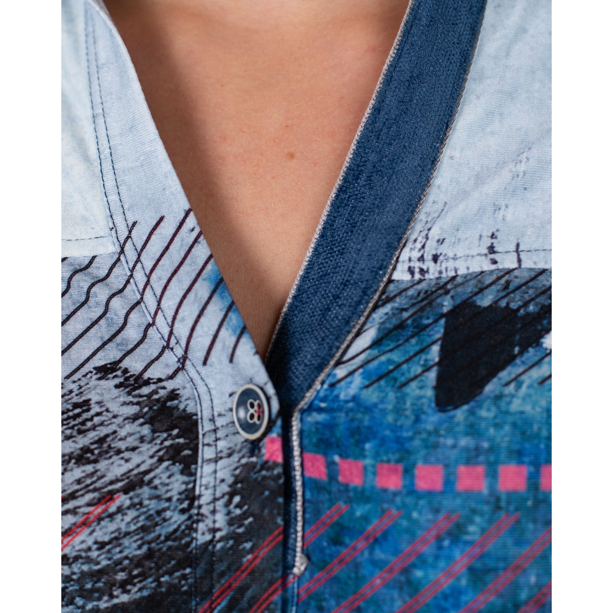 Tinta Style Rebeca Jersey Shirt Smudged Building Print Blue/red