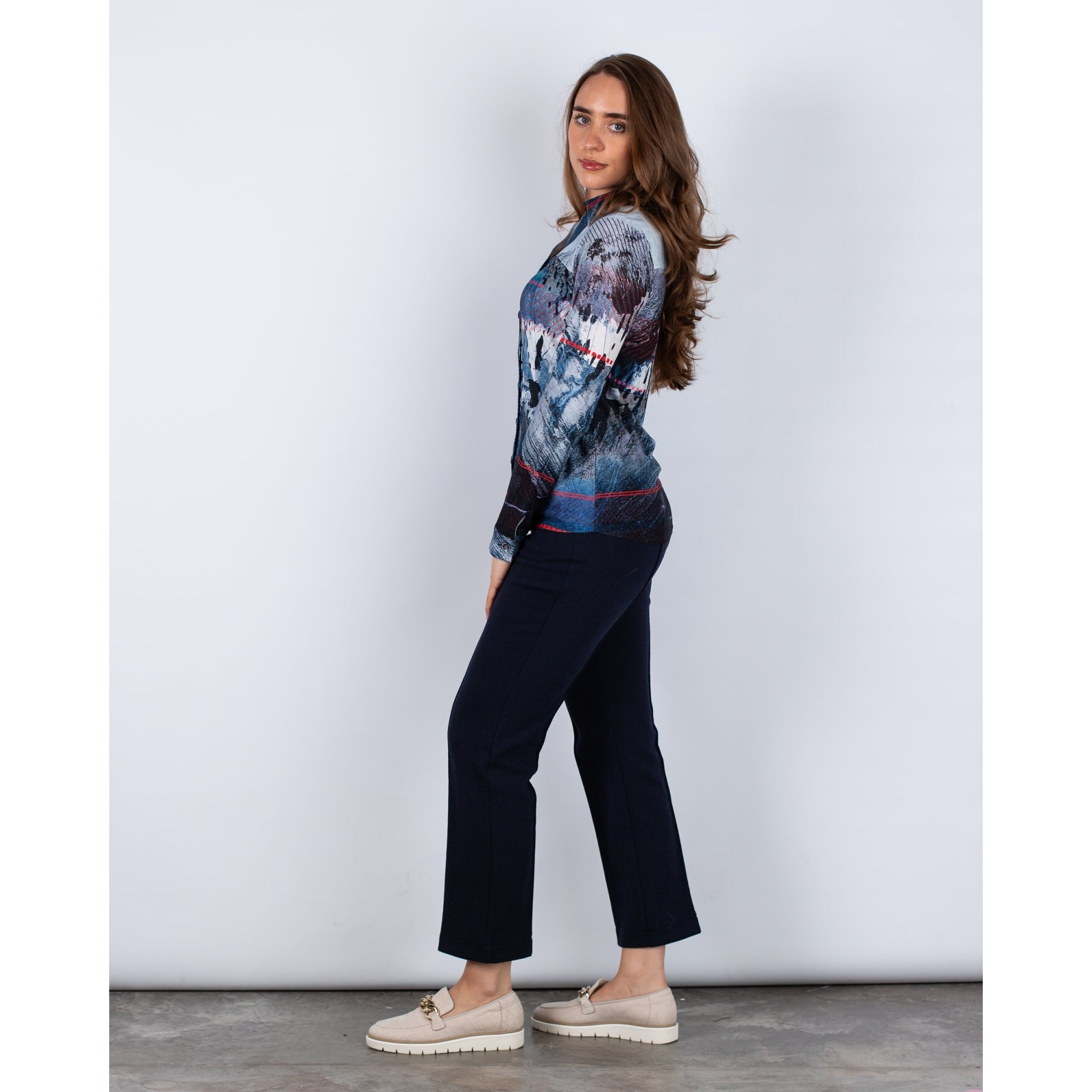 Tinta Style Rebeca Jersey Shirt Smudged Building Print Blue/red