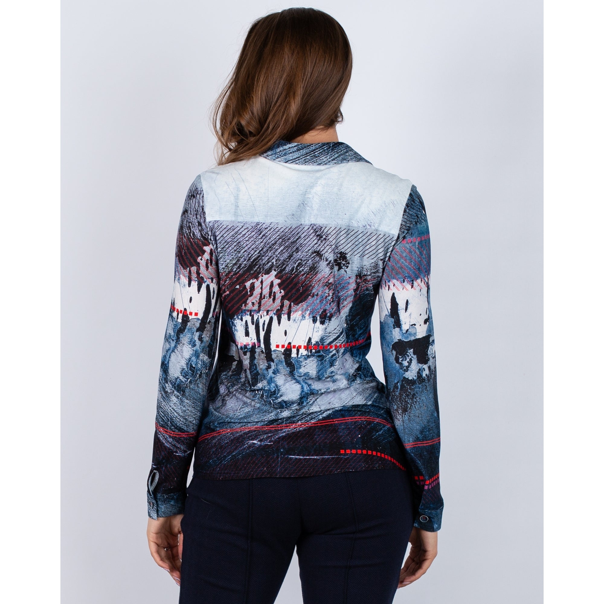 Tinta Style Rebeca Jersey Shirt Smudged Building Print Blue/red