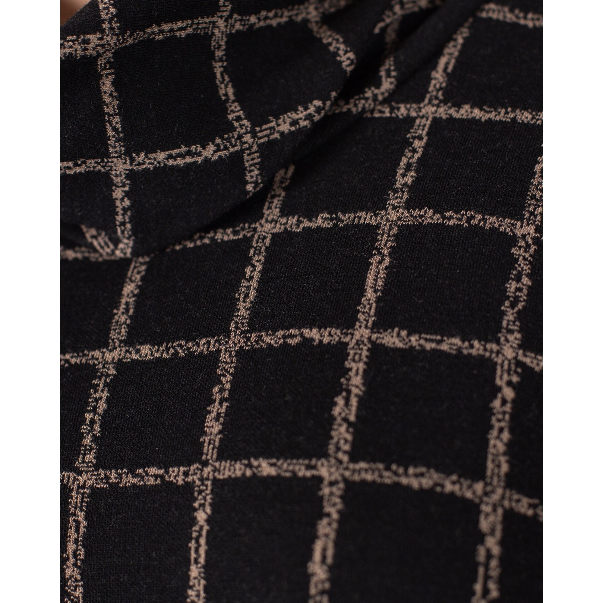 Sahara Cowl Neck Square Print Loose Bodied Dress Black/taupe