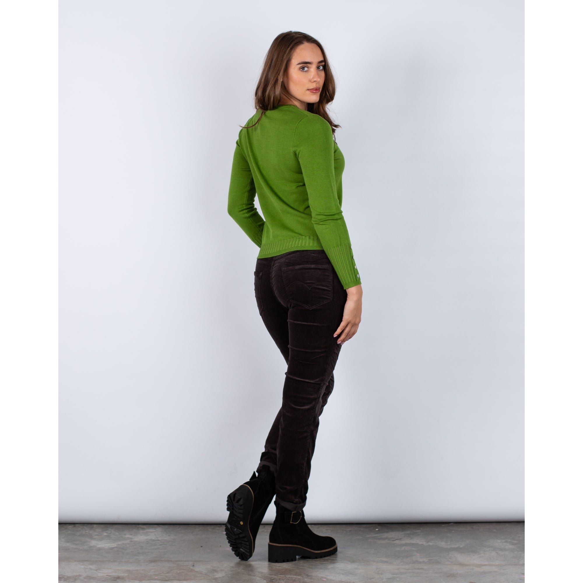 Marble Fashions Button Down Fine Knit Cardigan With Rib Hem Pistachio 221