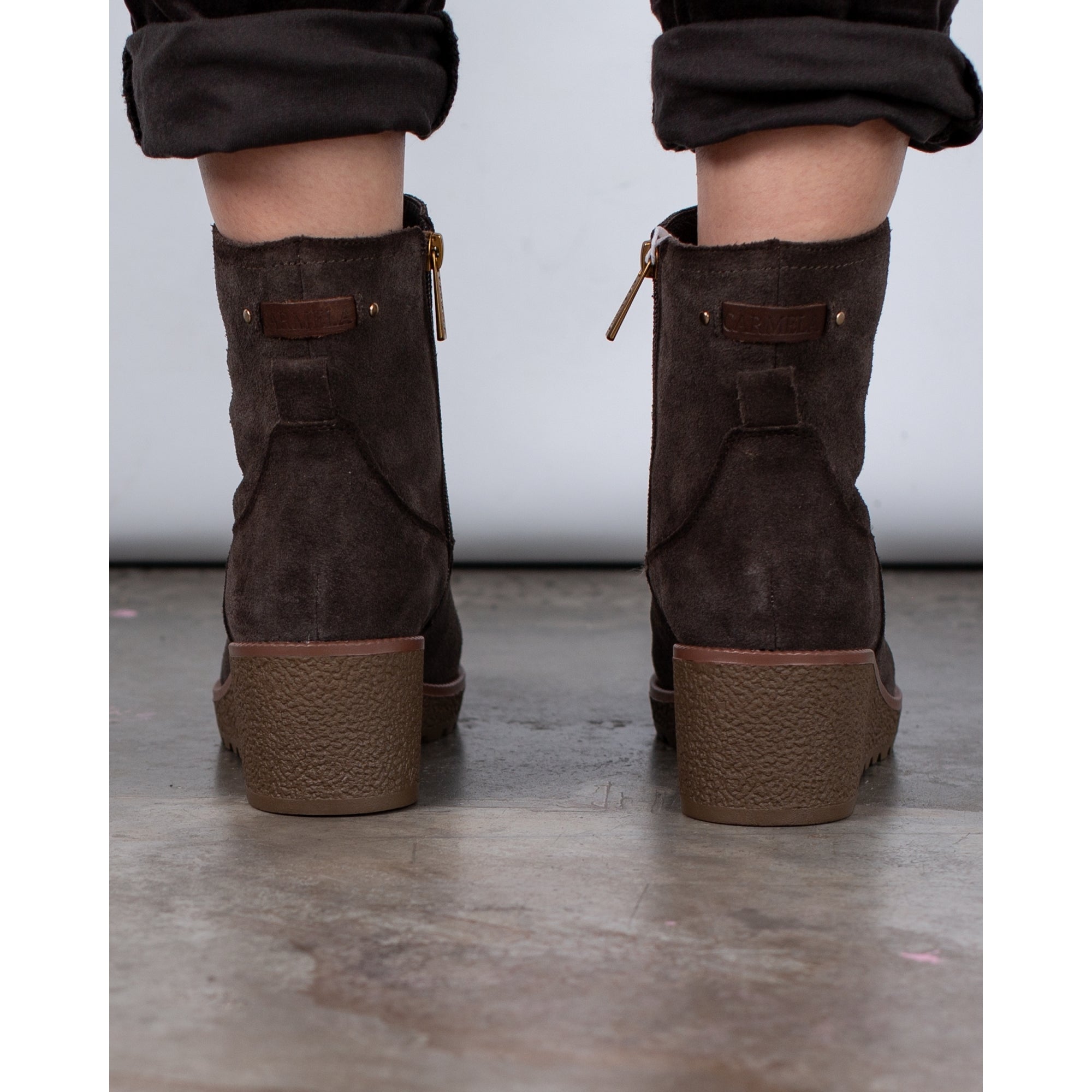 Carmela Suede Wedge Ankle Boots Dark Grey