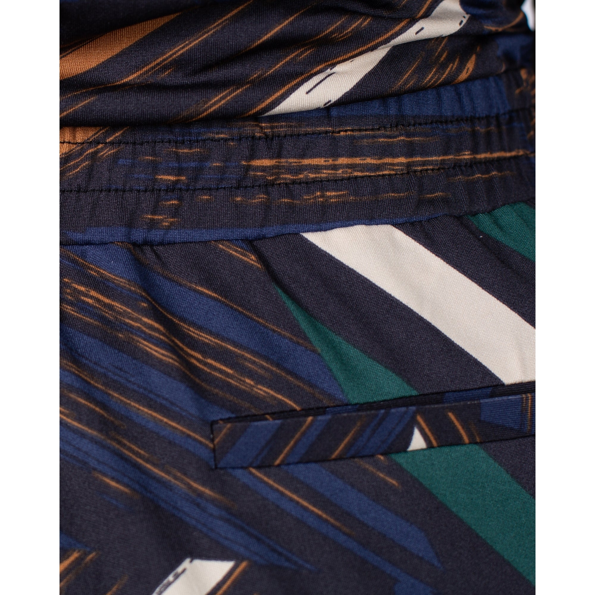 K Design Abstract Stripe Tie Side Jumpsuit Navy/camel