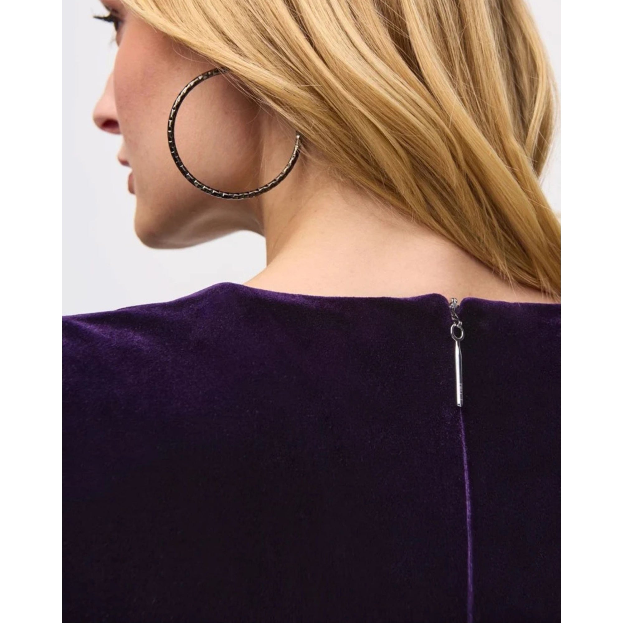 Joseph Ribkoff Ruched Side Velvet Fitted Dress Blackcurrant 4279