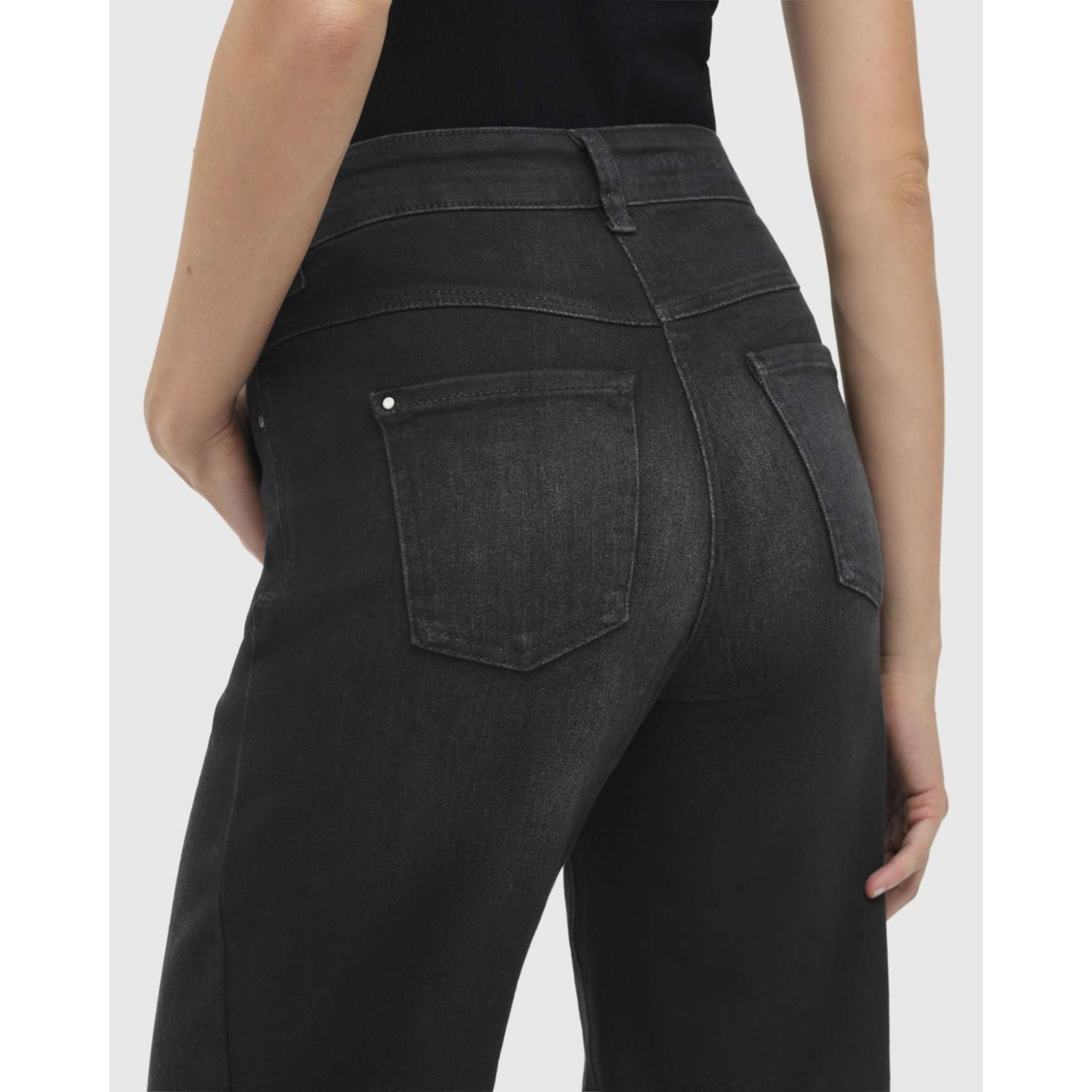 Mac Dream Wide Leg Flared Stretch Denim Jean Black Washed D988 32L