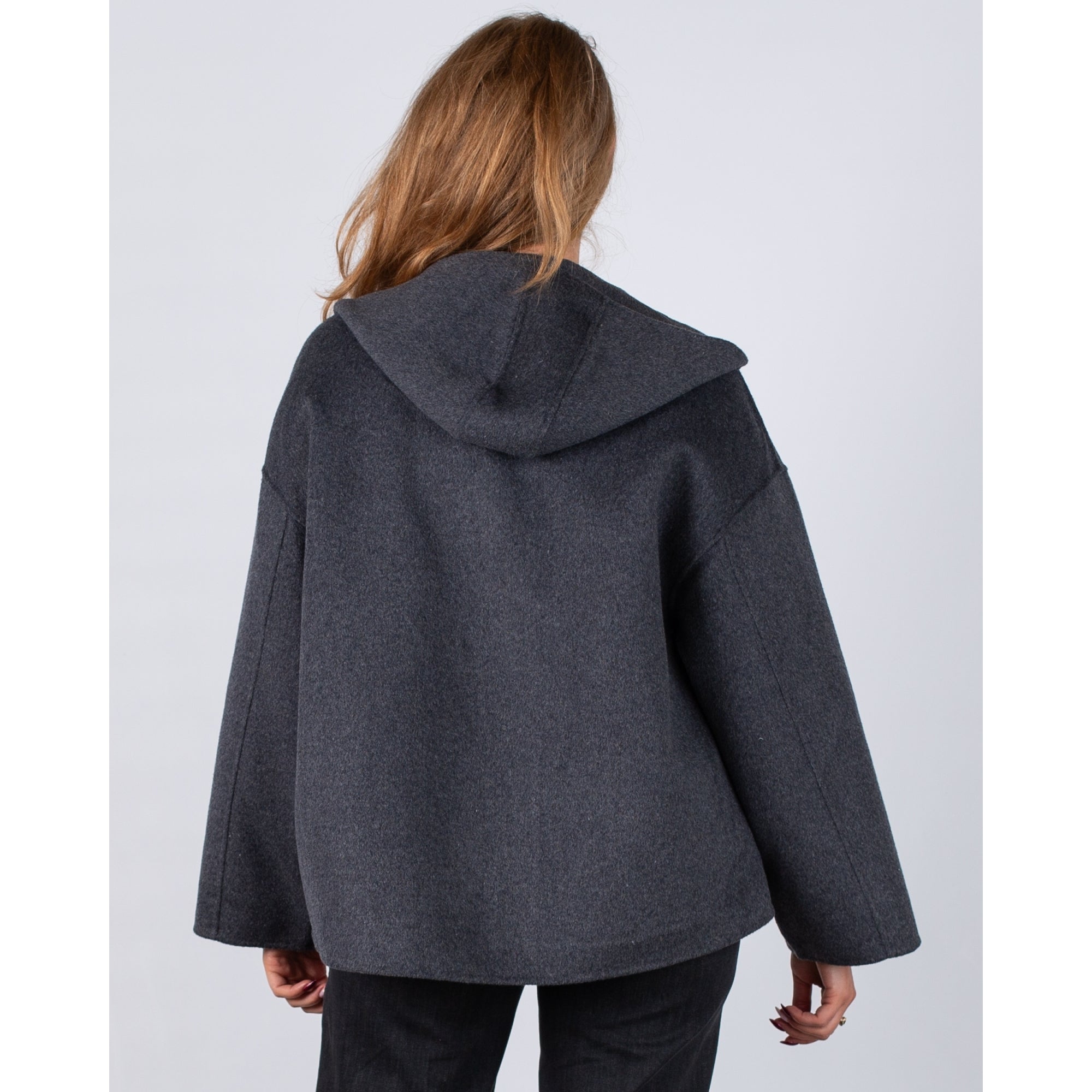 Sunny Studio Cocoon Shaped Wool And Cashmere Jacket Dark Grey