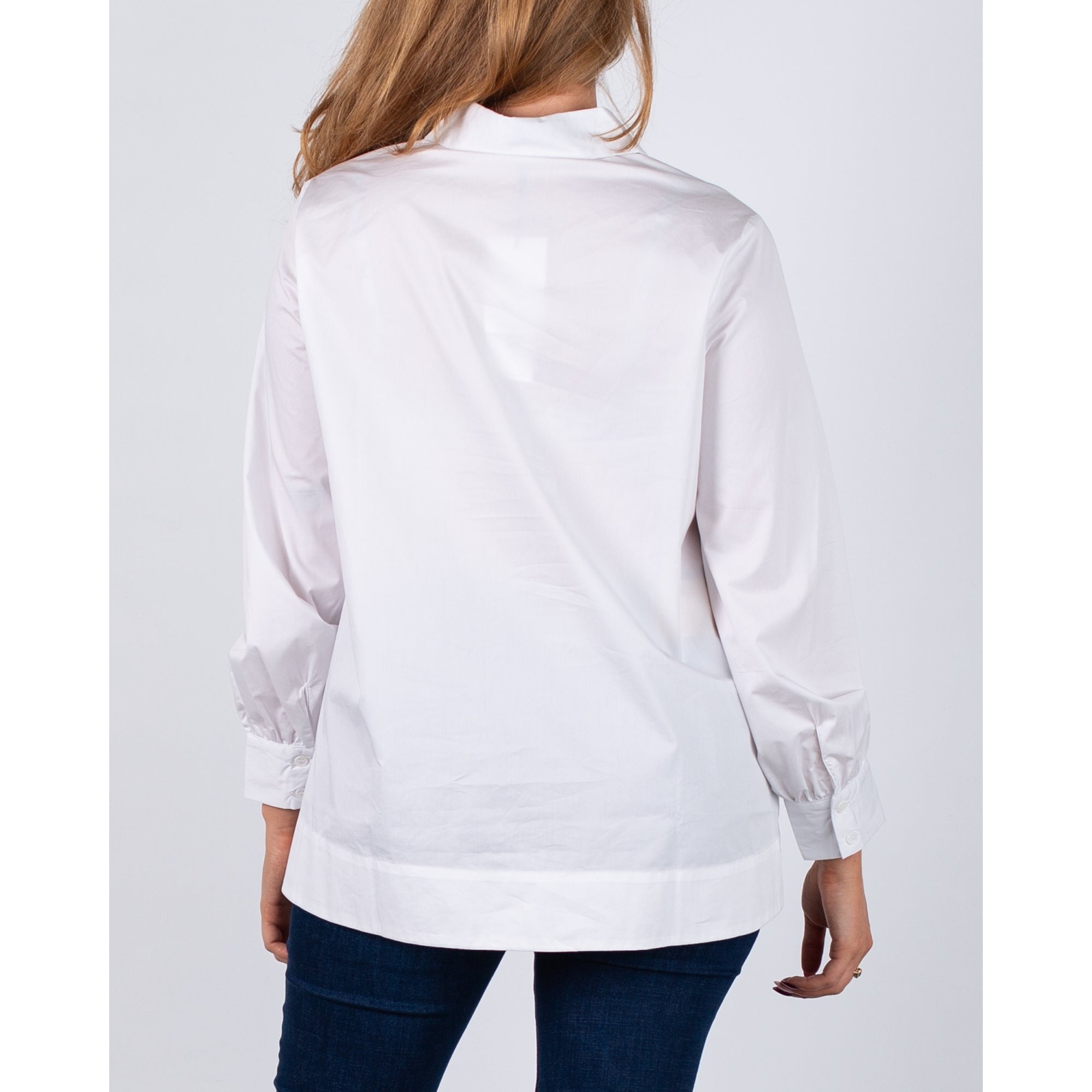 Uchuu Asymmetric Pocket Front Cotton Shirt White