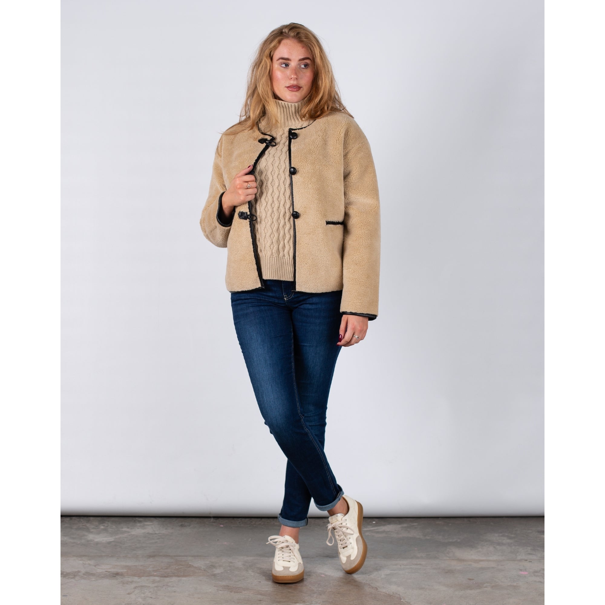 Sunny Studio Livia Faux Teddy Fur Outdoor Jacket Natural