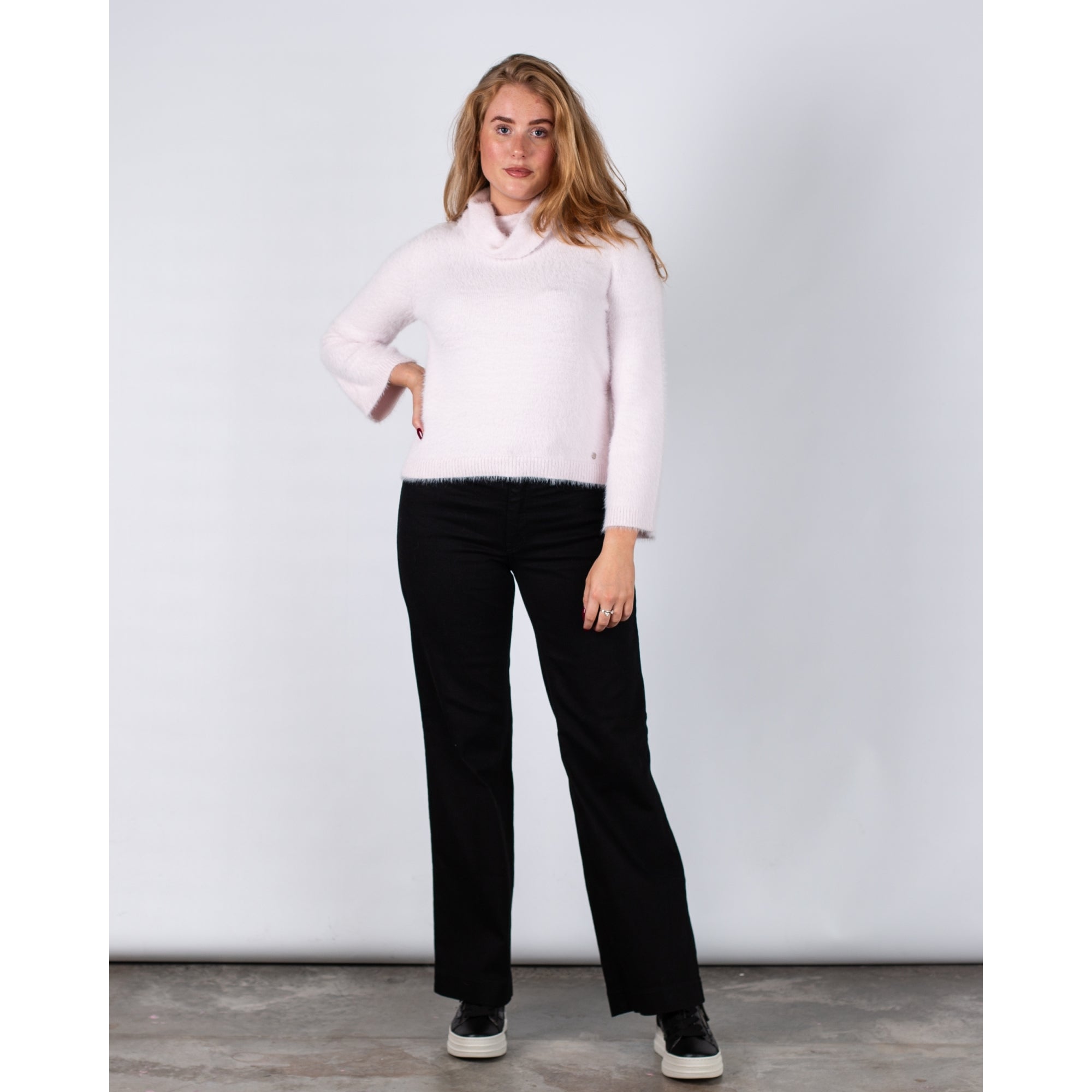 Monari Soft Fluffy Cowl Neck Jumper Pale Pink