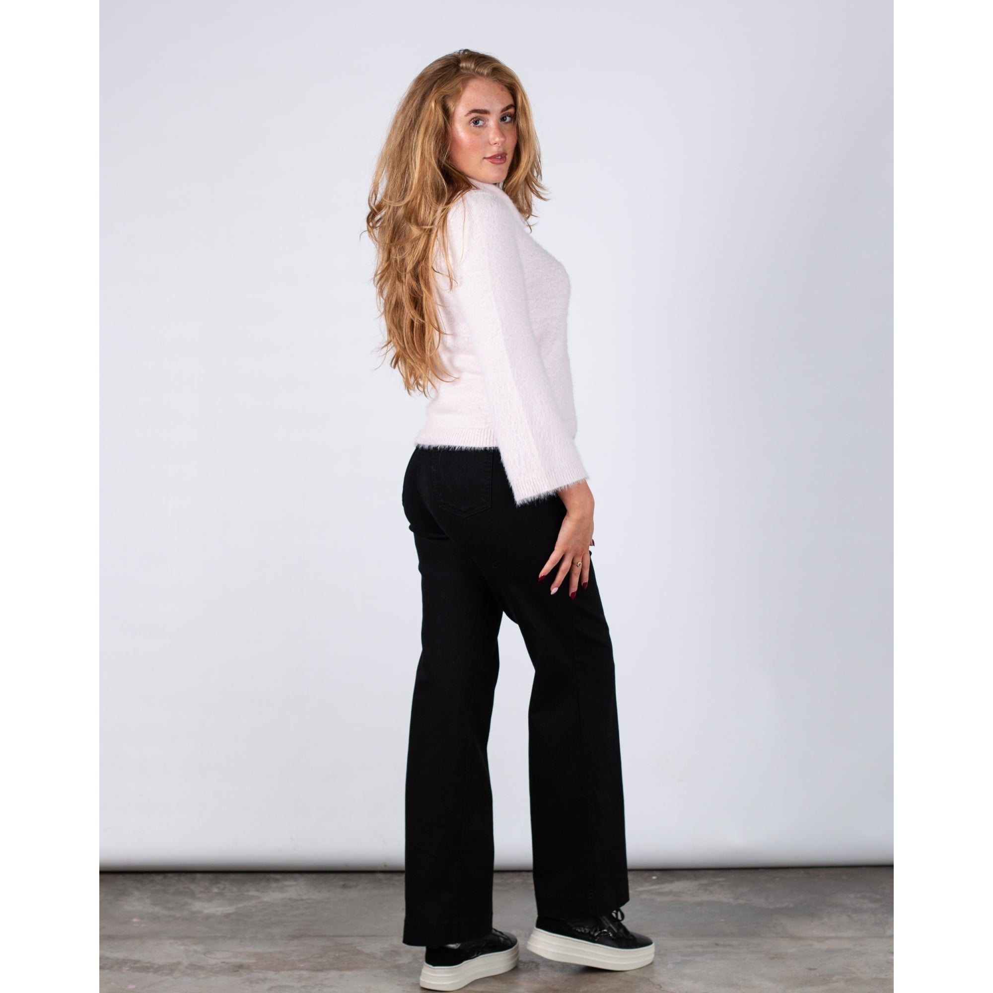 Monari Soft Fluffy Cowl Neck Jumper Pale Pink