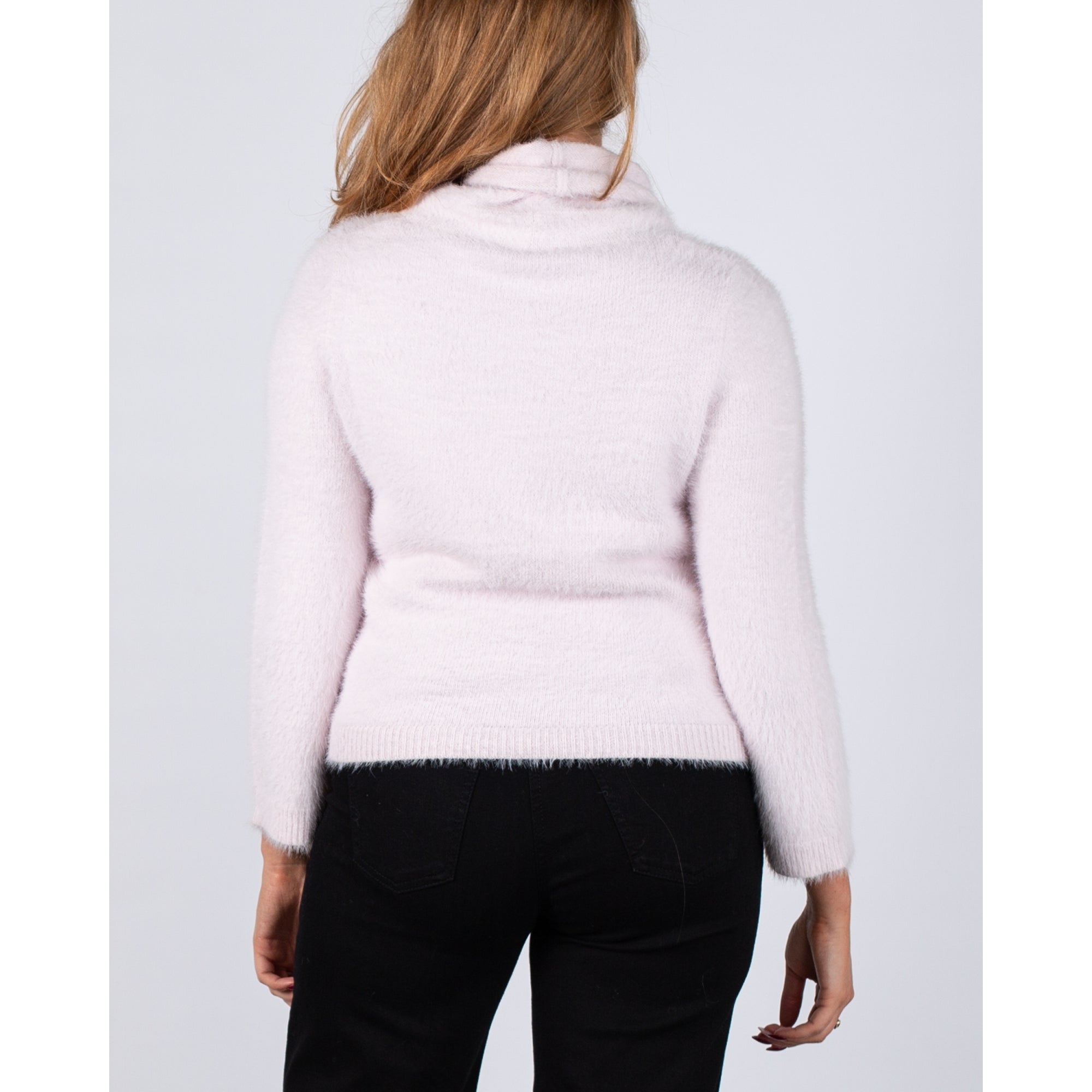 Monari Soft Fluffy Cowl Neck Jumper Pale Pink