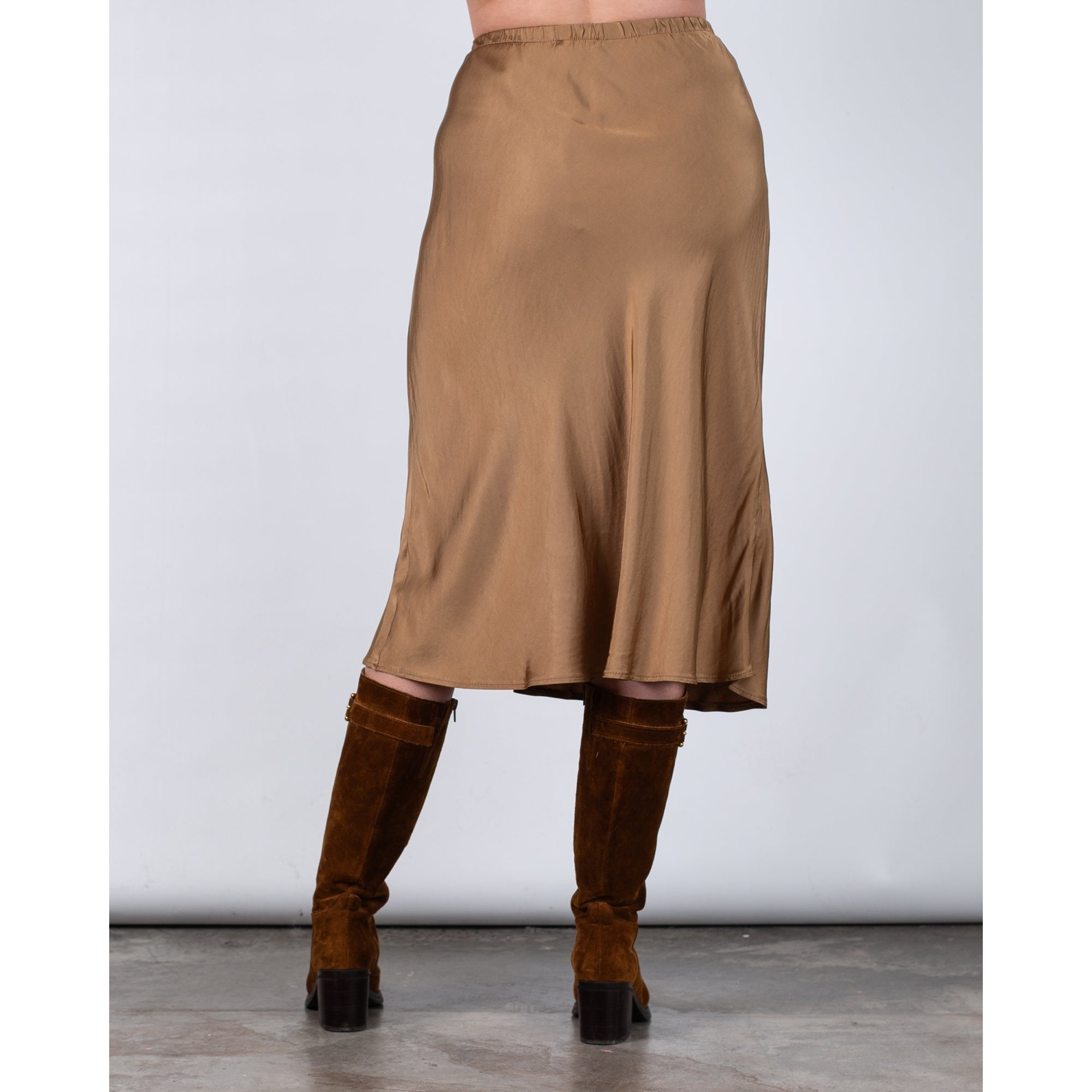 Sunny Studio Bias Cut Silk And Viscose Skirt Gold