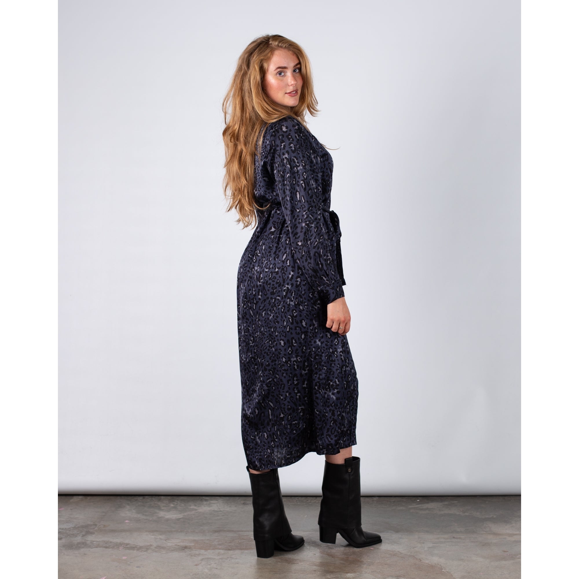 Part Two Meluca Leopard Print Shirt Dress Navy