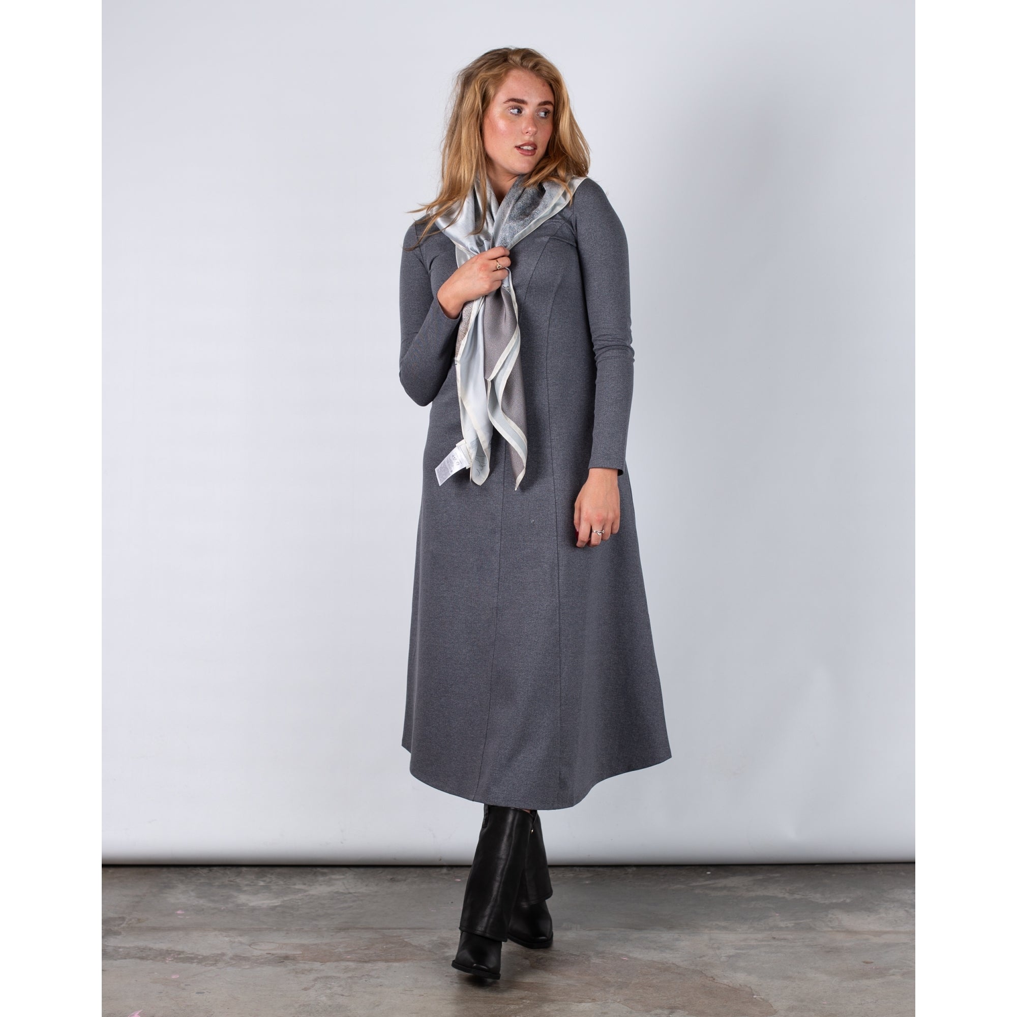 Part Two Monja Mottled Large Square Silky Scarf Silver/Khaki