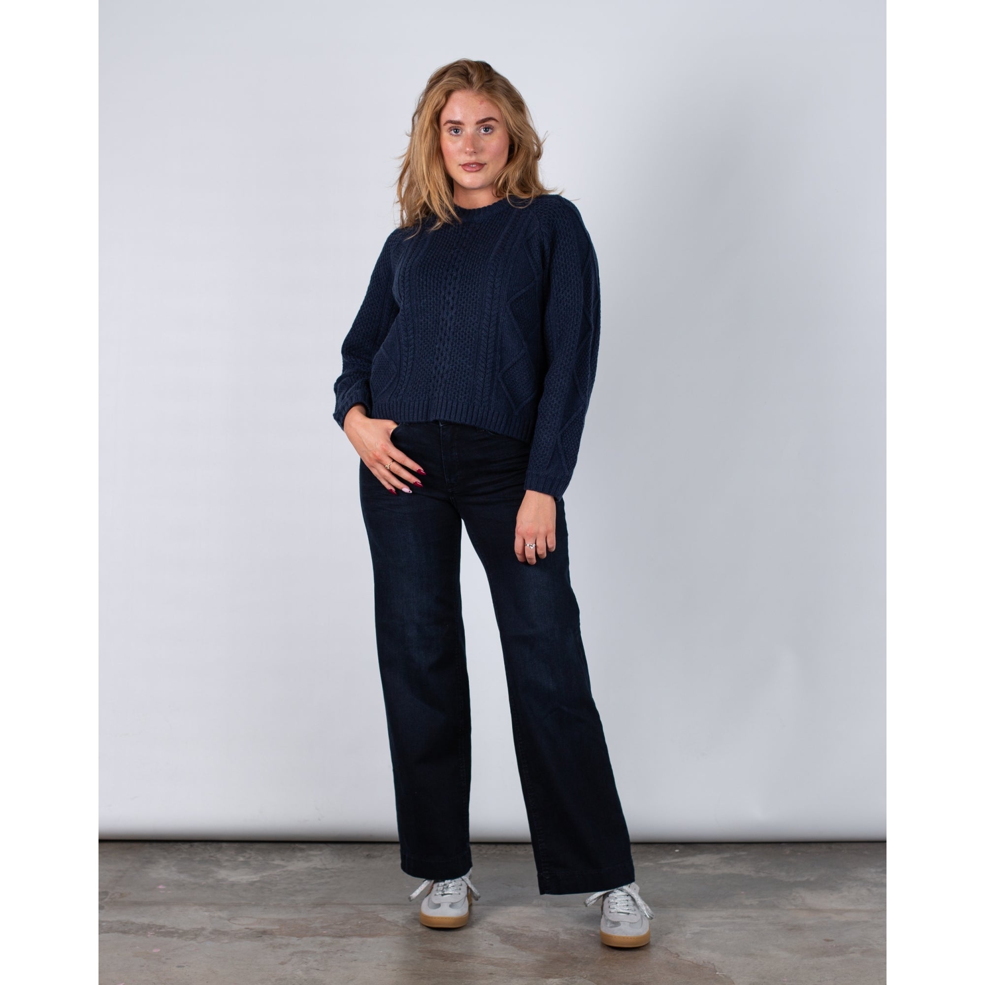 Part Two Lisamarie Cable Button Side Jumper Navy