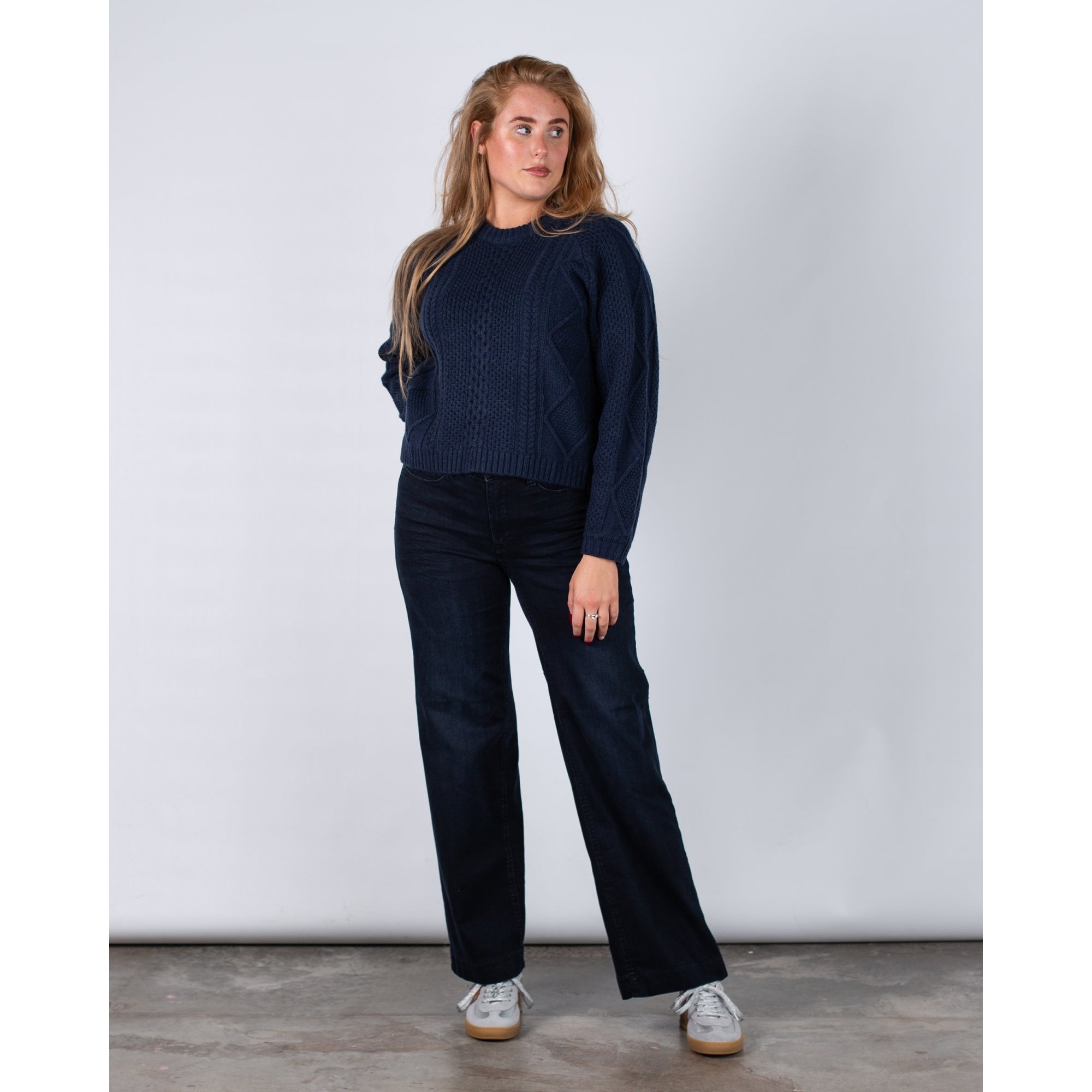Part Two Lisamarie Cable Button Side Jumper Navy