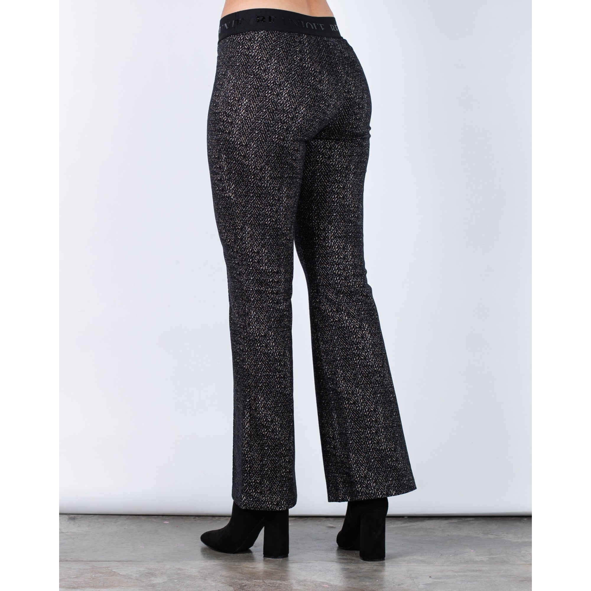 Robell Joella Chevron Print Pull On Flannel Trouser With Elastic Waistband Brown/Black