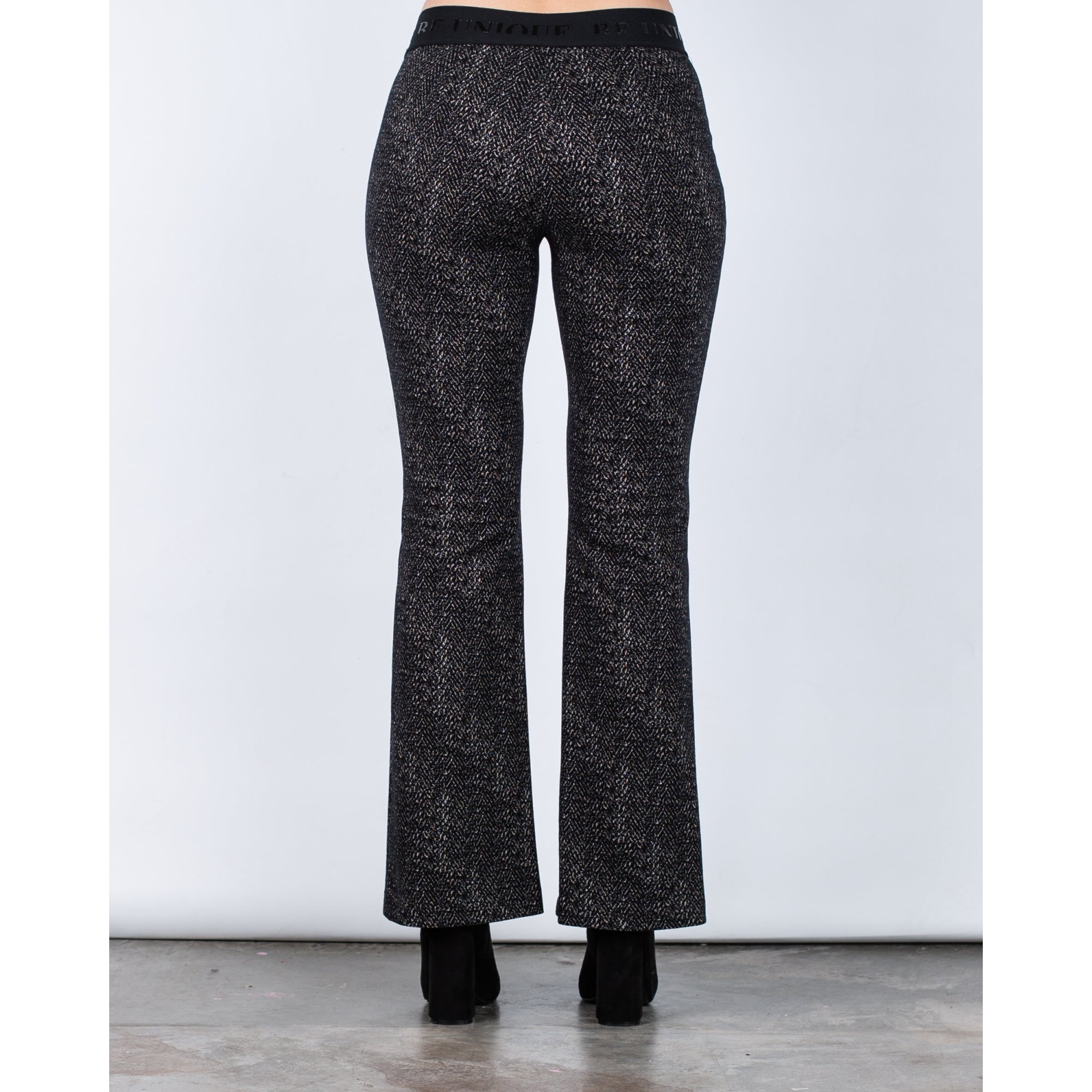 Robell Joella Chevron Print Pull On Flannel Trouser With Elastic Waistband Brown/Black