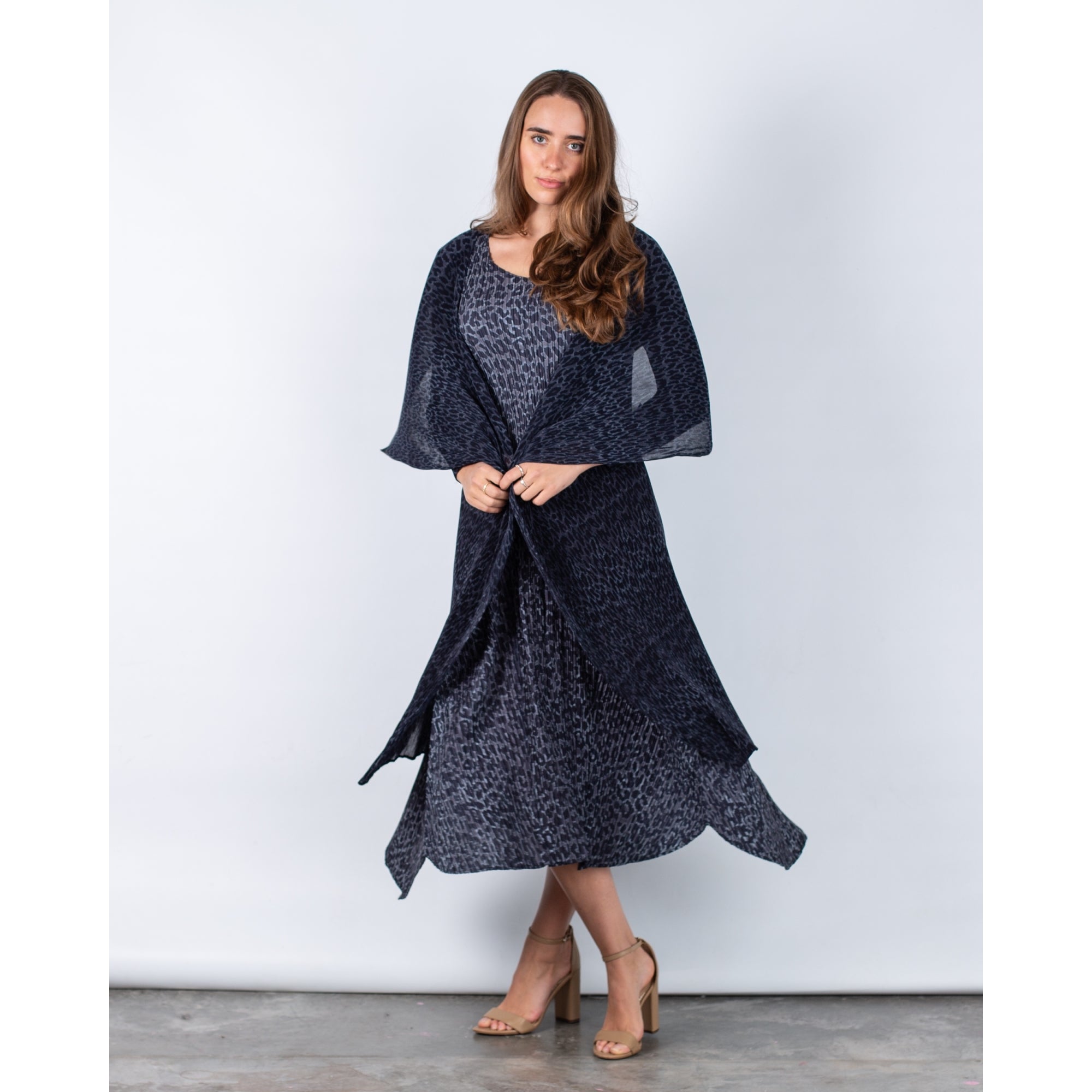 Alquema Collare Crinkle Mesh Leopard Waterfall Jacket Black