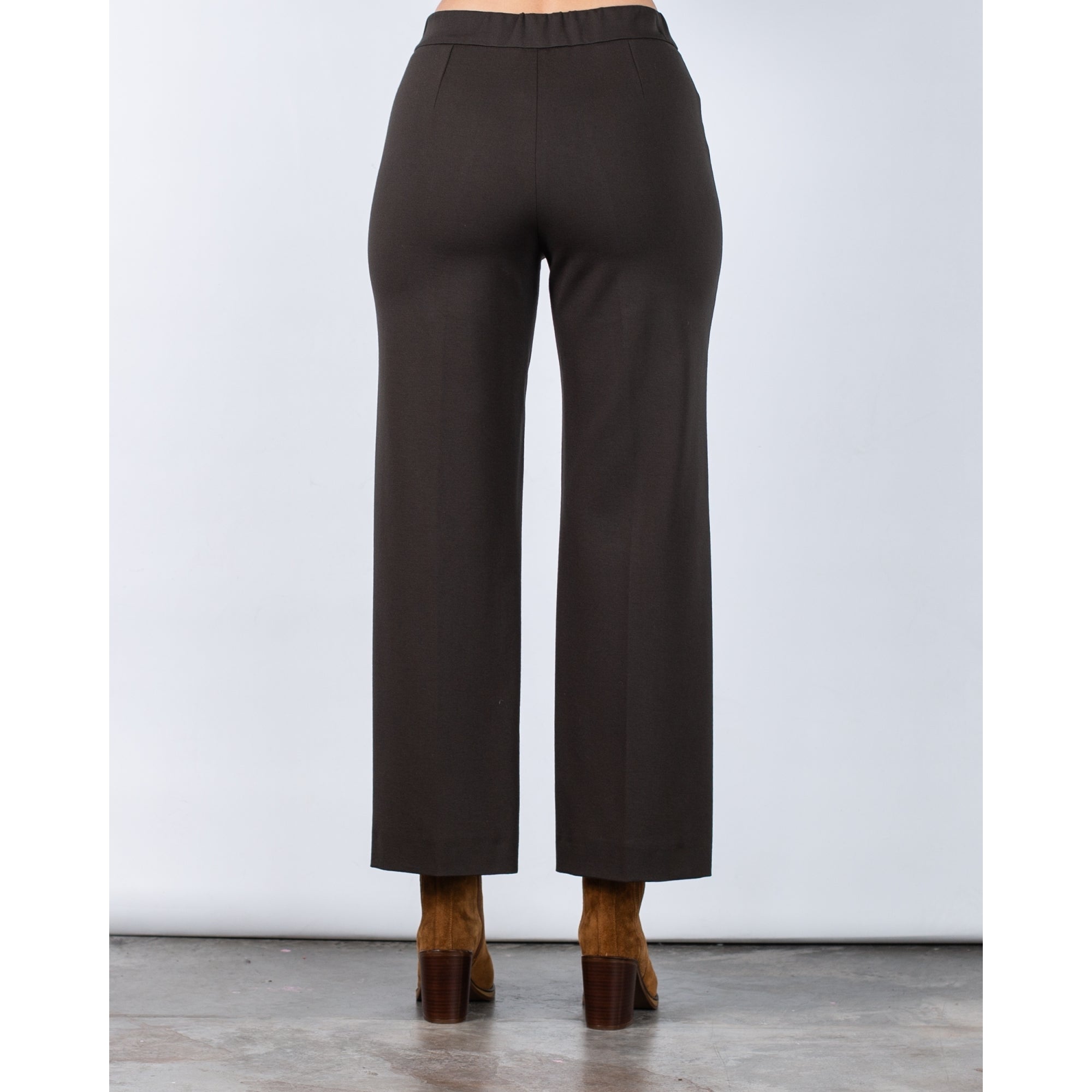 Marella Emme Elsa Pull On Jersey Wide Leg Trouser Dark Khaki