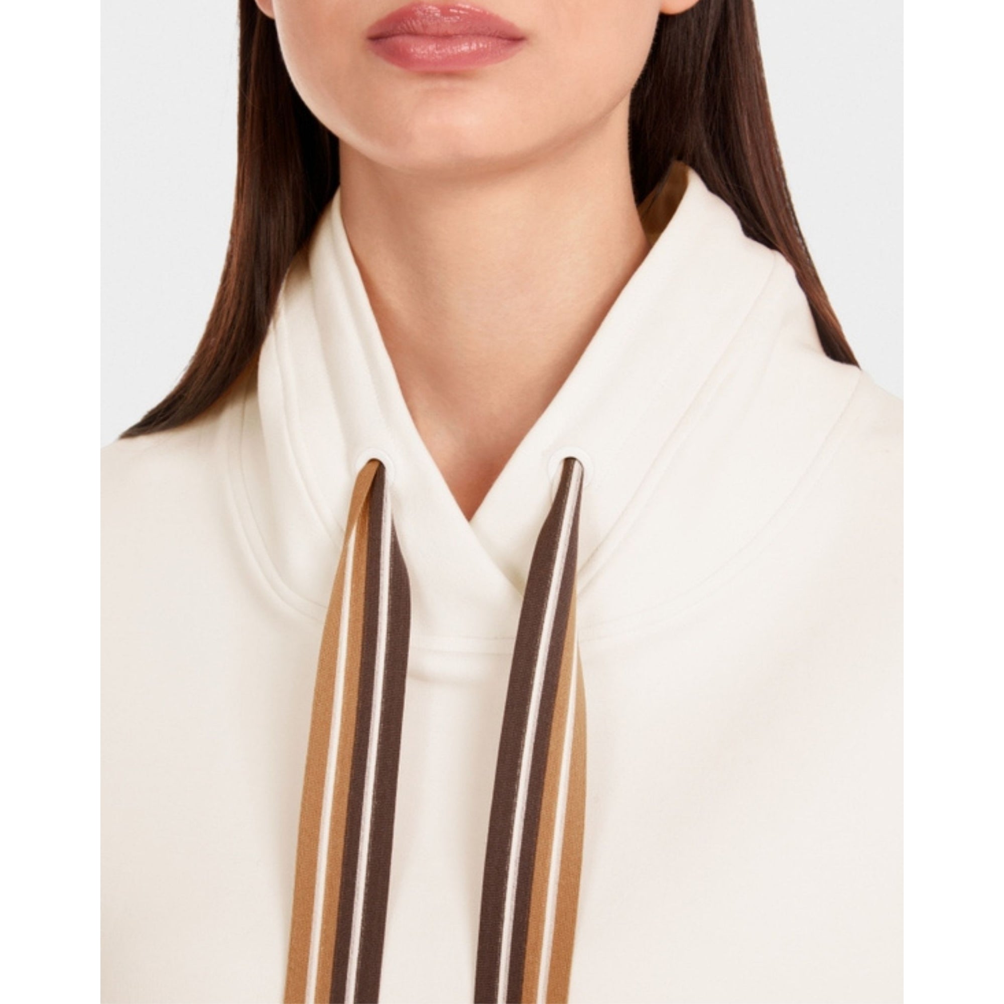 Marc Cain Drawstring Sweater With Painted Heart Off White