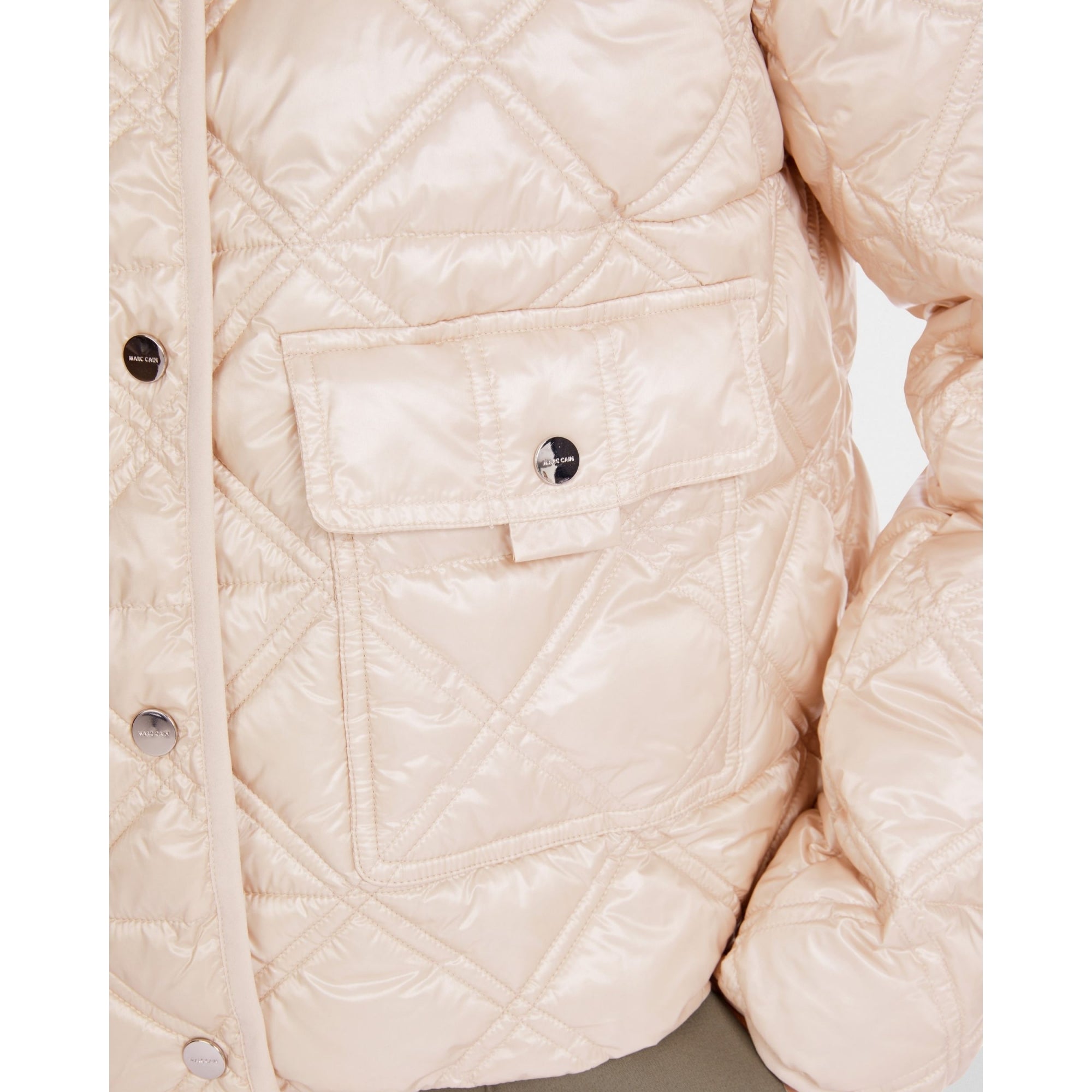 Marc Cain Quilted Button Down Jacket With Front Pockets Pearl