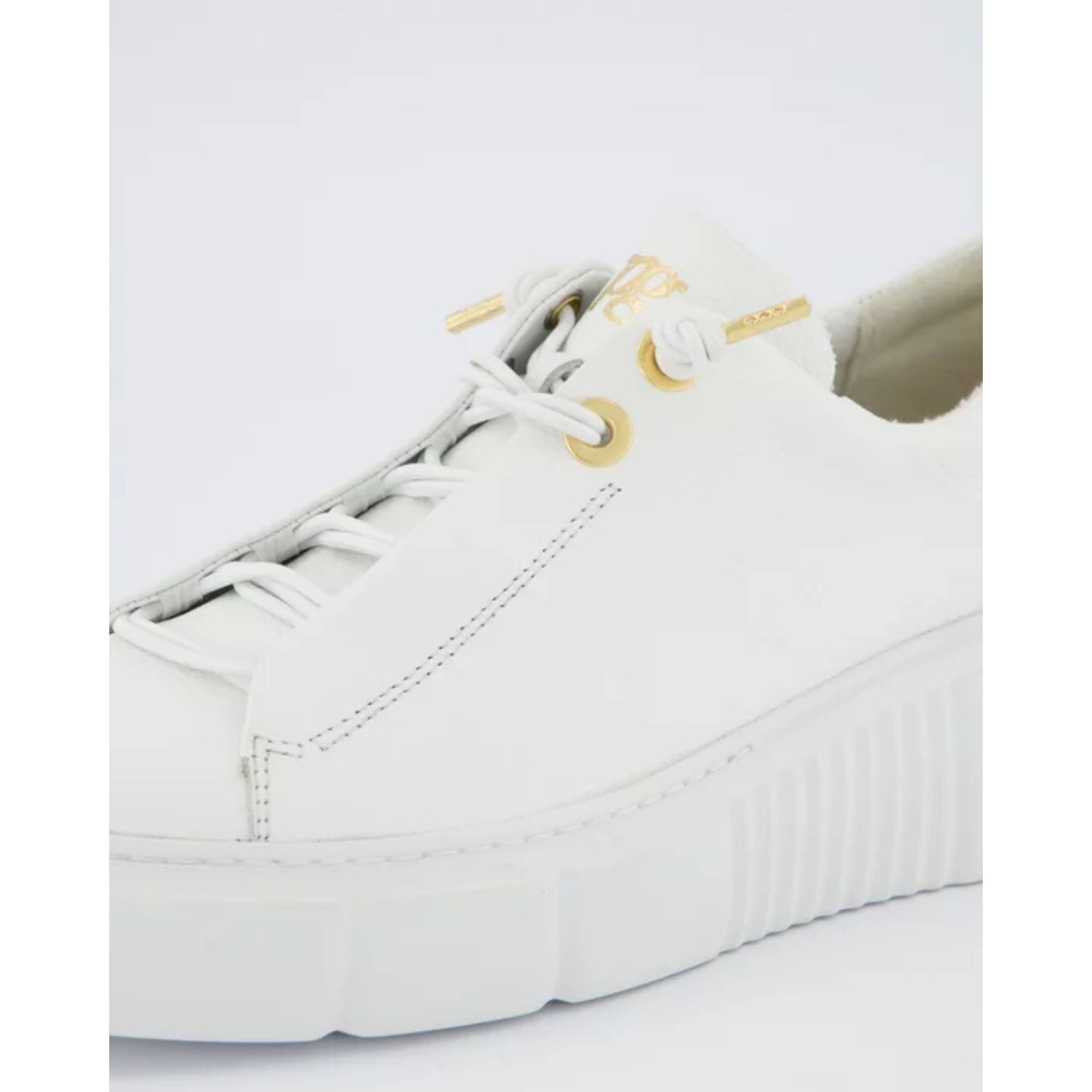 Paul Green Grained Leather Pull On Flatform Sneaker White