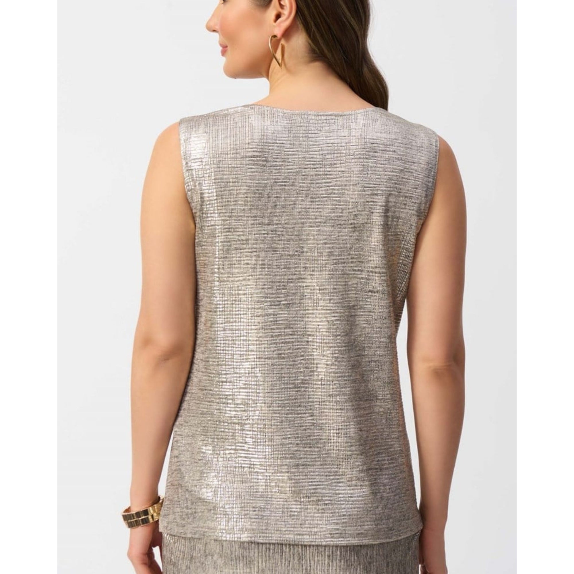 Joseph Ribkoff Metallic Cowl Neck Sleeveless Top Gold