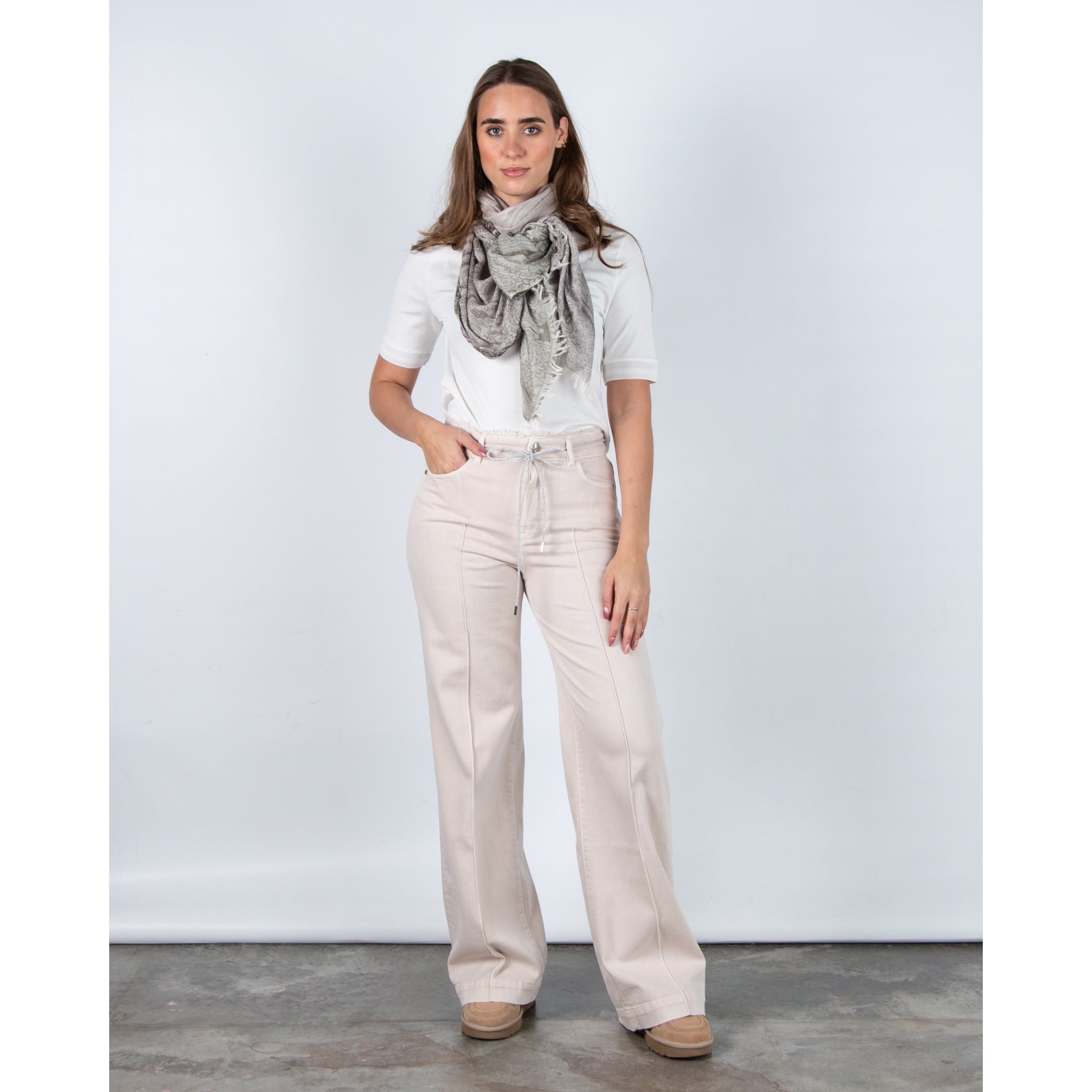 Codello Paisley Jacquard Print Scarf Beige/Green