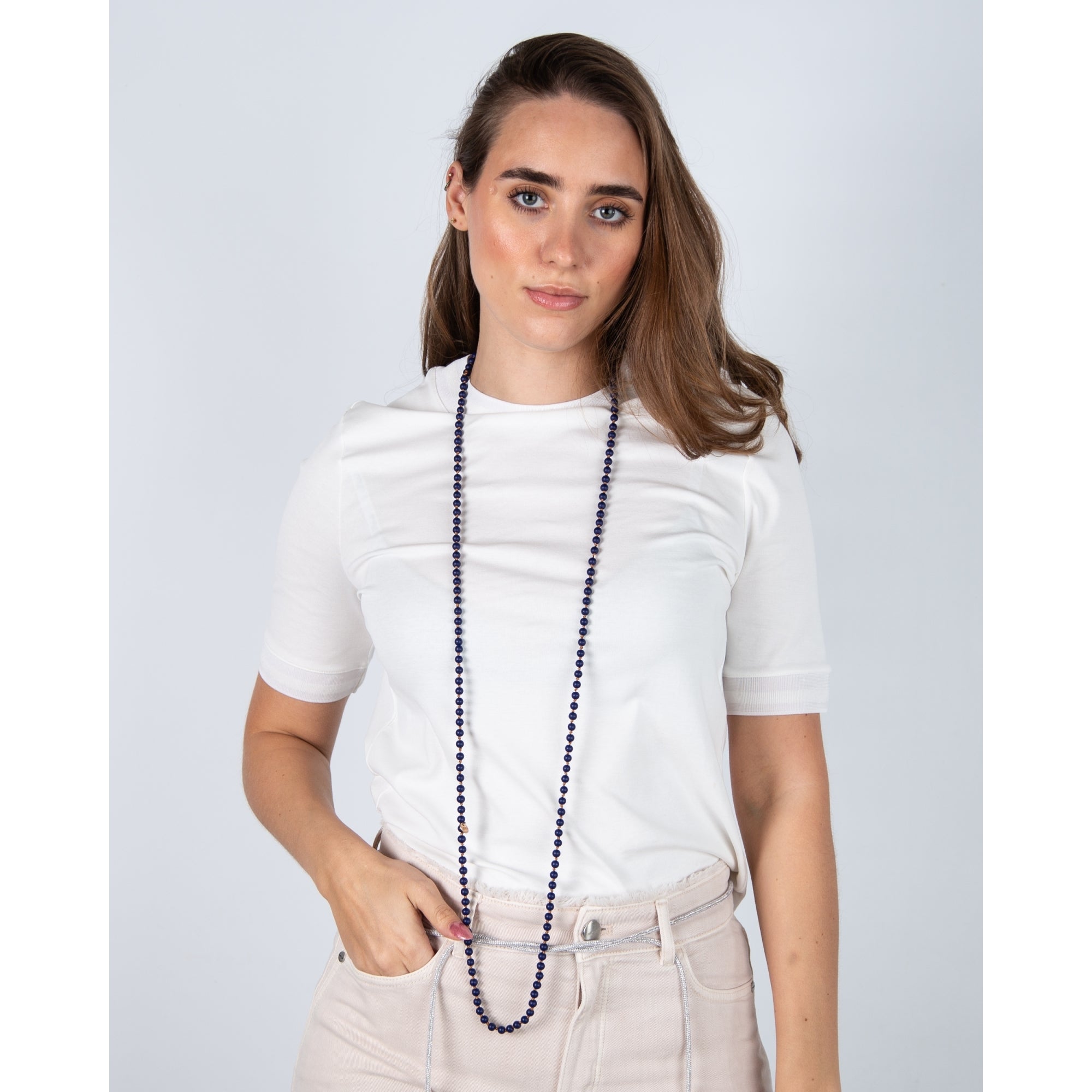 Sonata Matte Double Beaded Necklace Blueberry