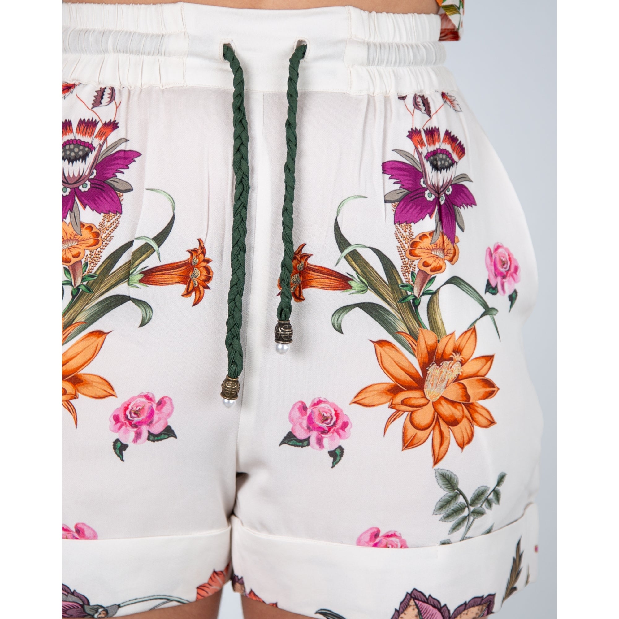 Stella Moretti Martha Floral Pull On Shorts With Turn Back Cuff Paradiso Floreale