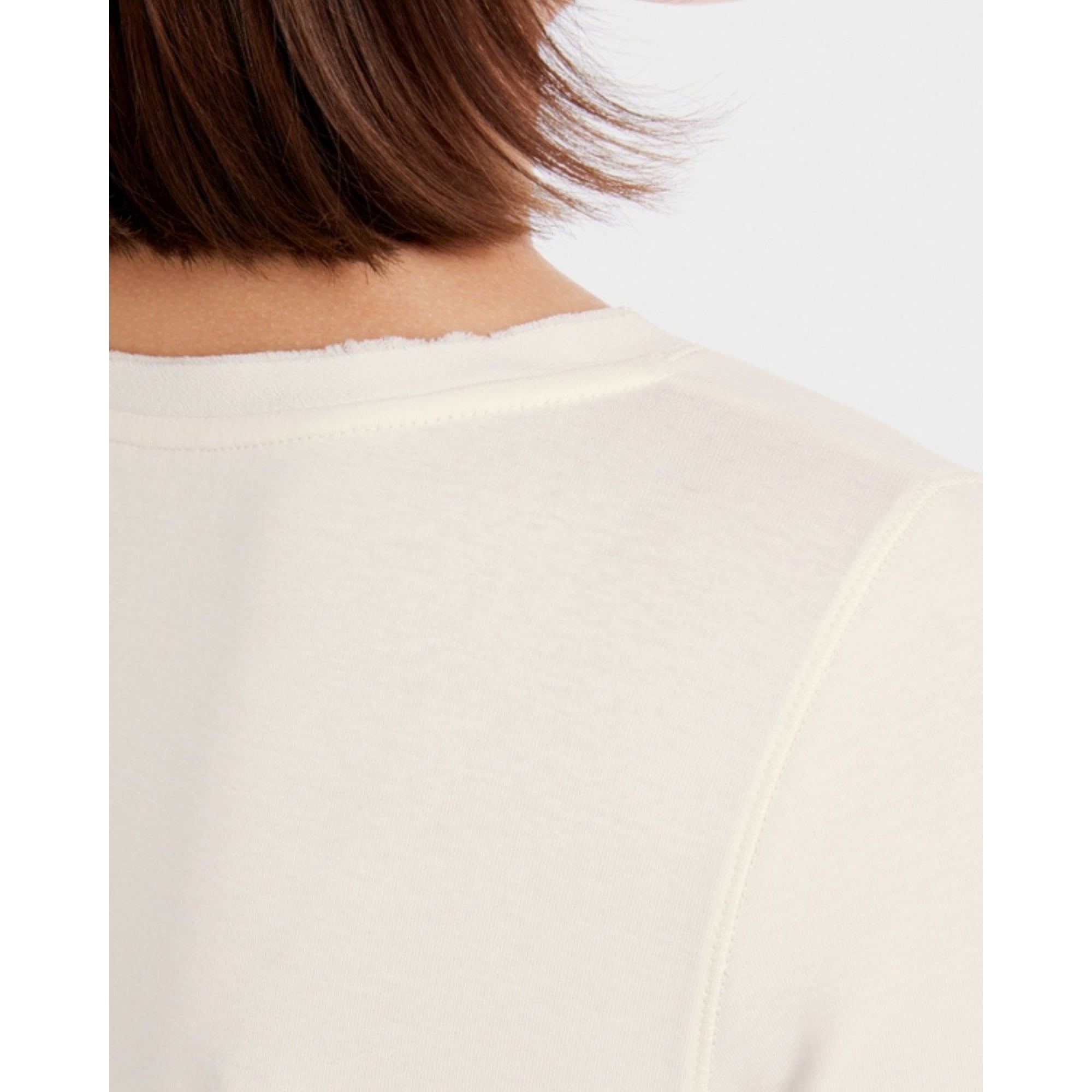 Marc Cain Round Neck T Shirt With Mid Length Sleeves Off White