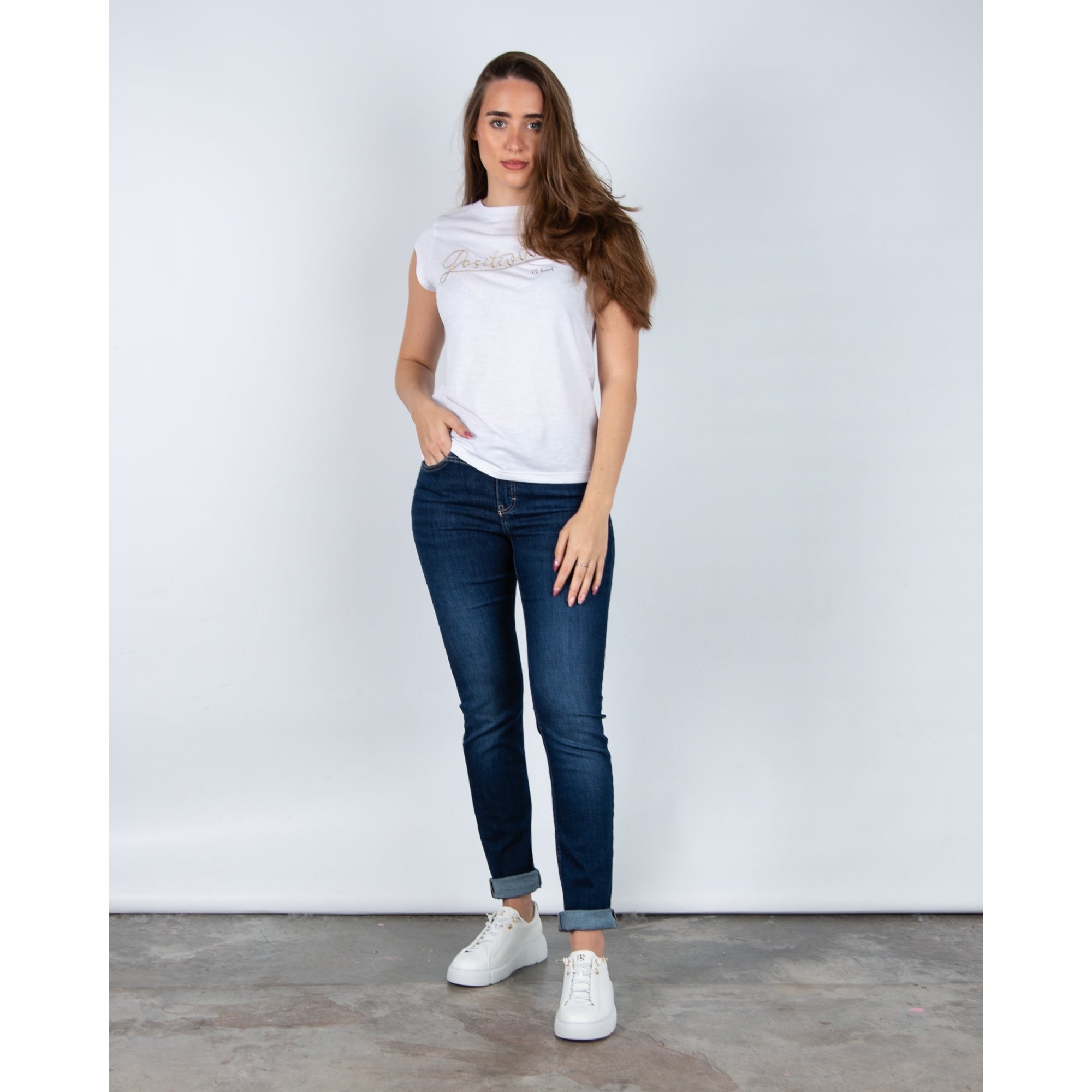 Coster Copenhagen Positivity Round Neck T-shirt White/gold