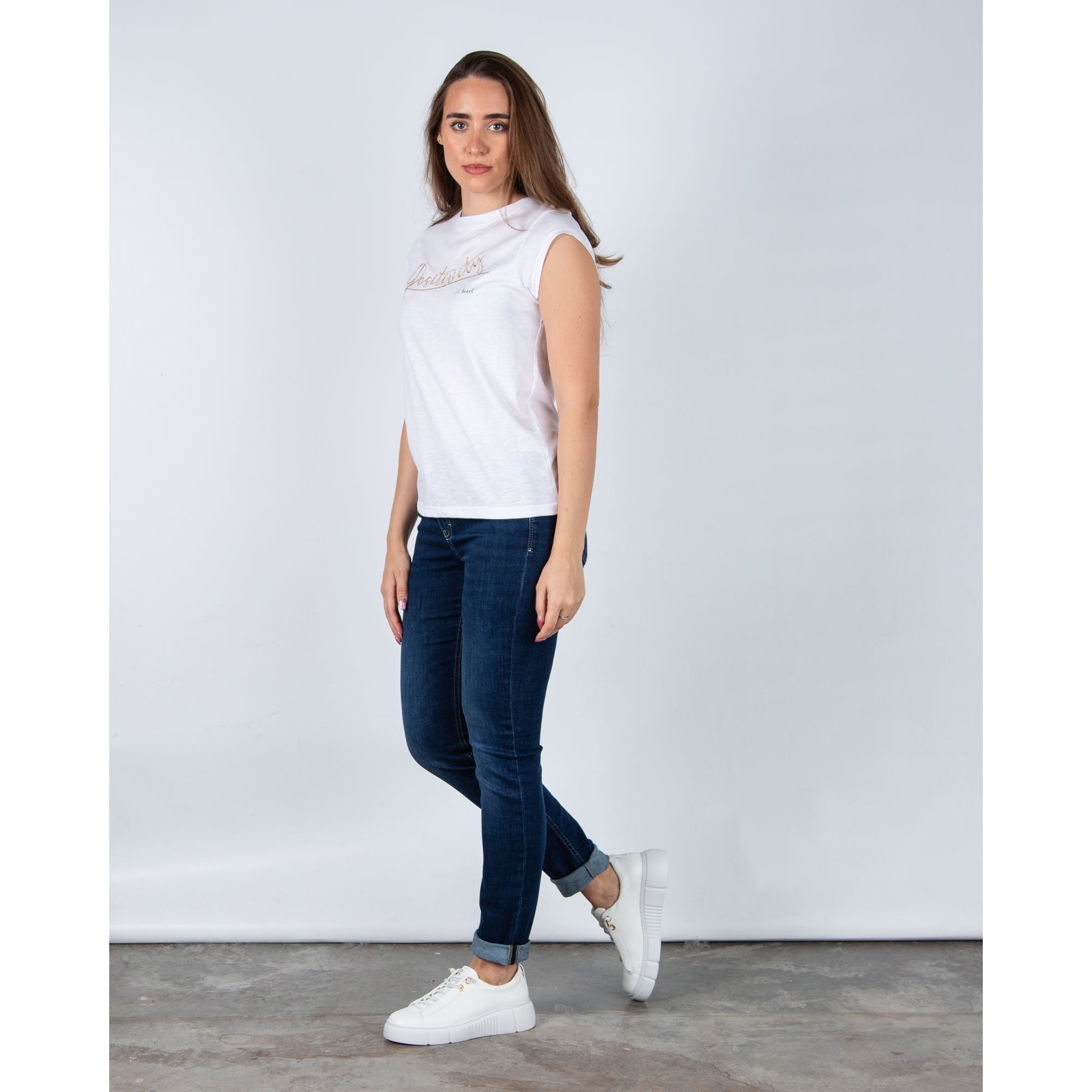 Coster Copenhagen Positivity Round Neck T-shirt White/gold