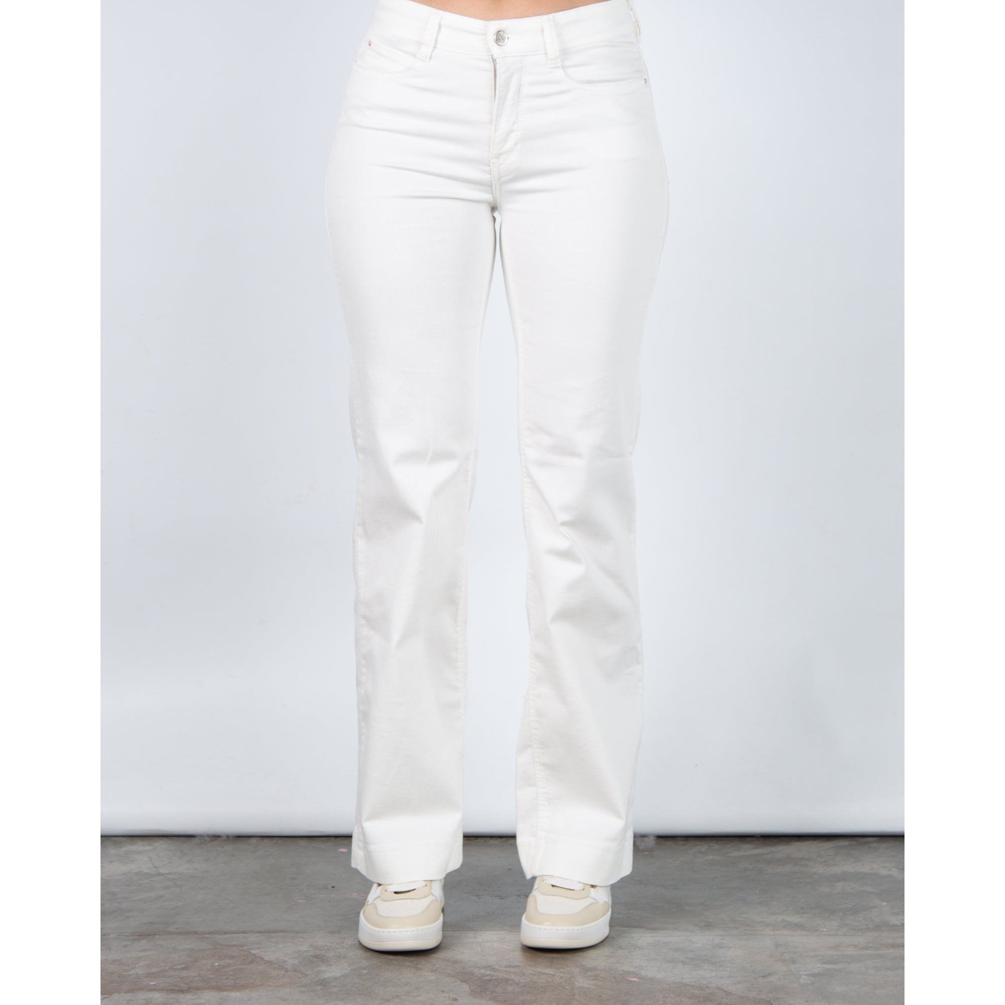 Mac Wide Leg Lightweight Cotton/Denim Blend Jean White Denim D010 34L