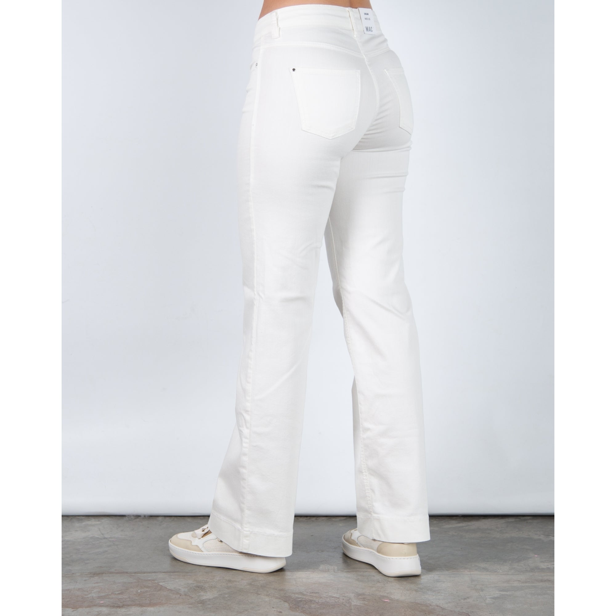 Mac Wide Leg Lightweight Cotton/Denim Blend Jean White Denim D010 34L