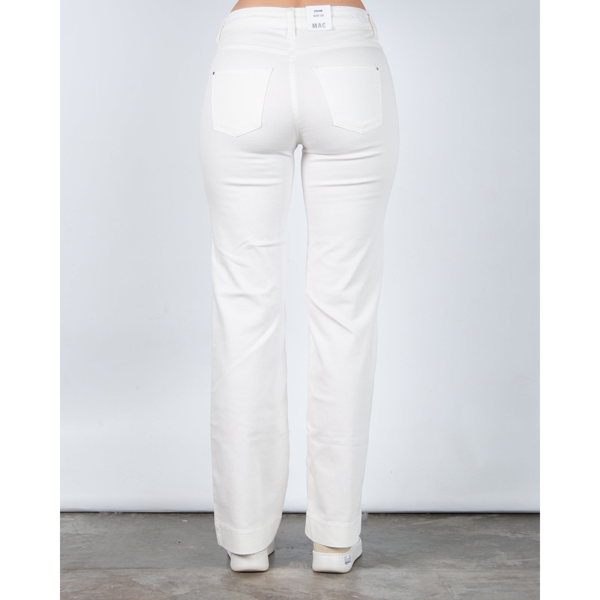 Mac Wide Leg Lightweight Cotton/Denim Blend Jean White Denim D010 34L