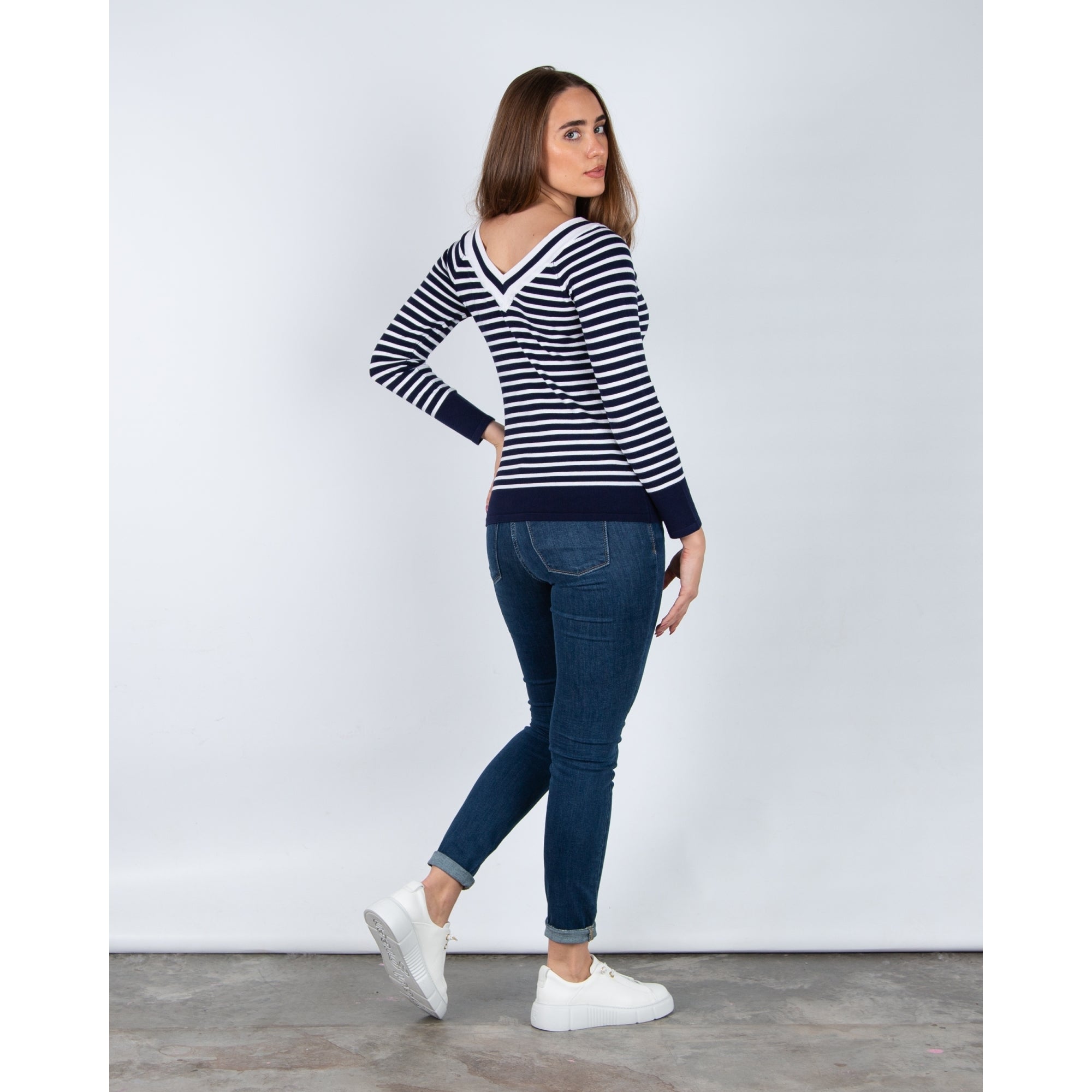 Paul Green Grained Leather Pull On Flatform Sneaker White