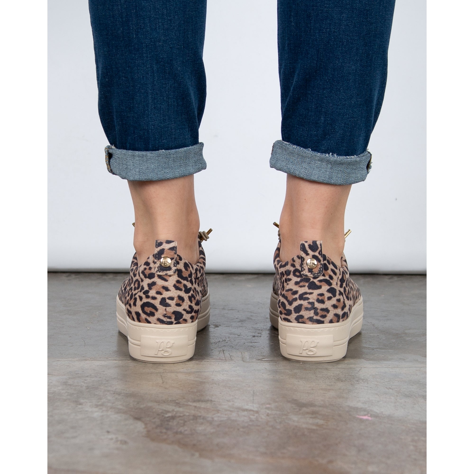 Paul Green Nubuck Print Pull On Sneaker Leopard