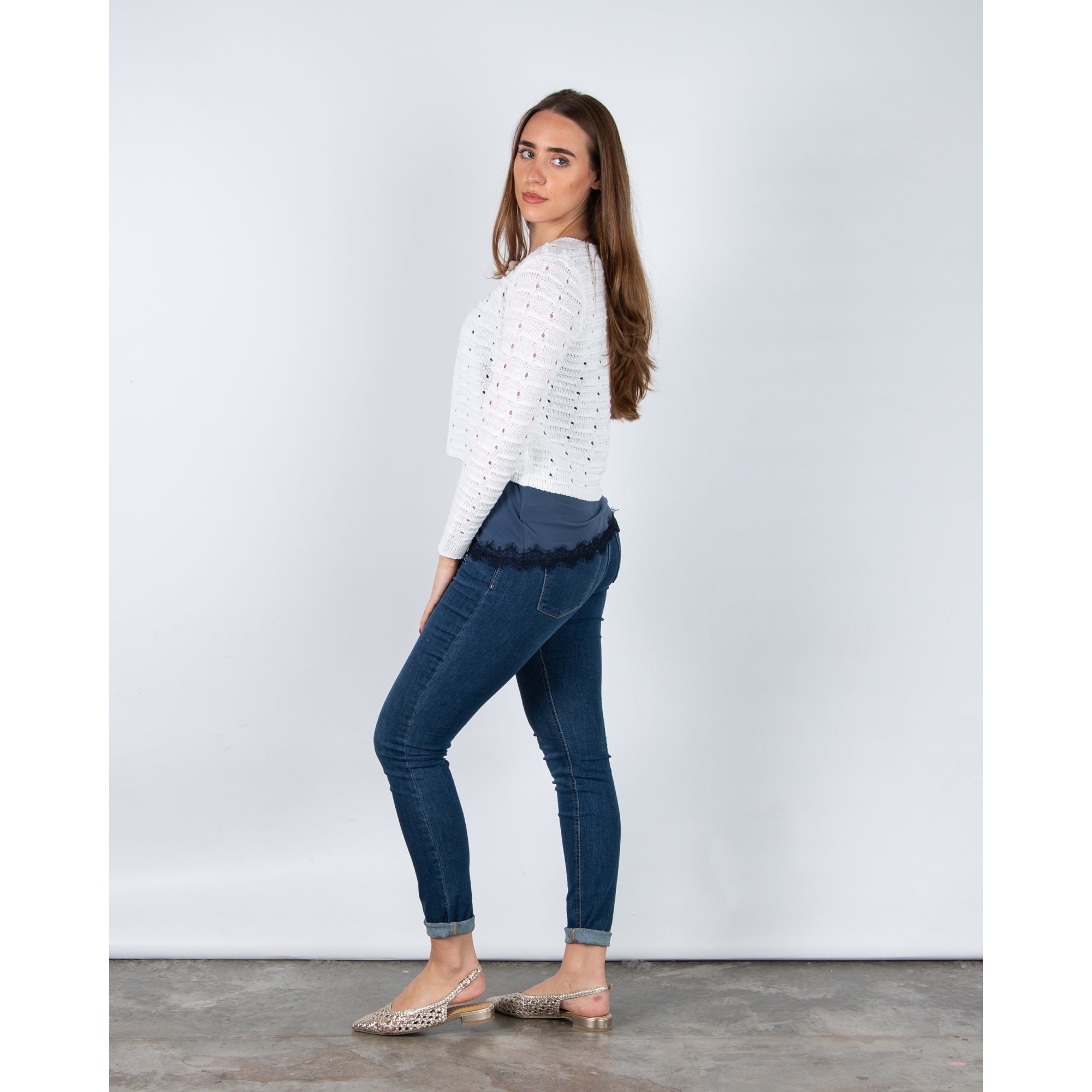 Marble Fashions One Button Knit Cardigan White 102