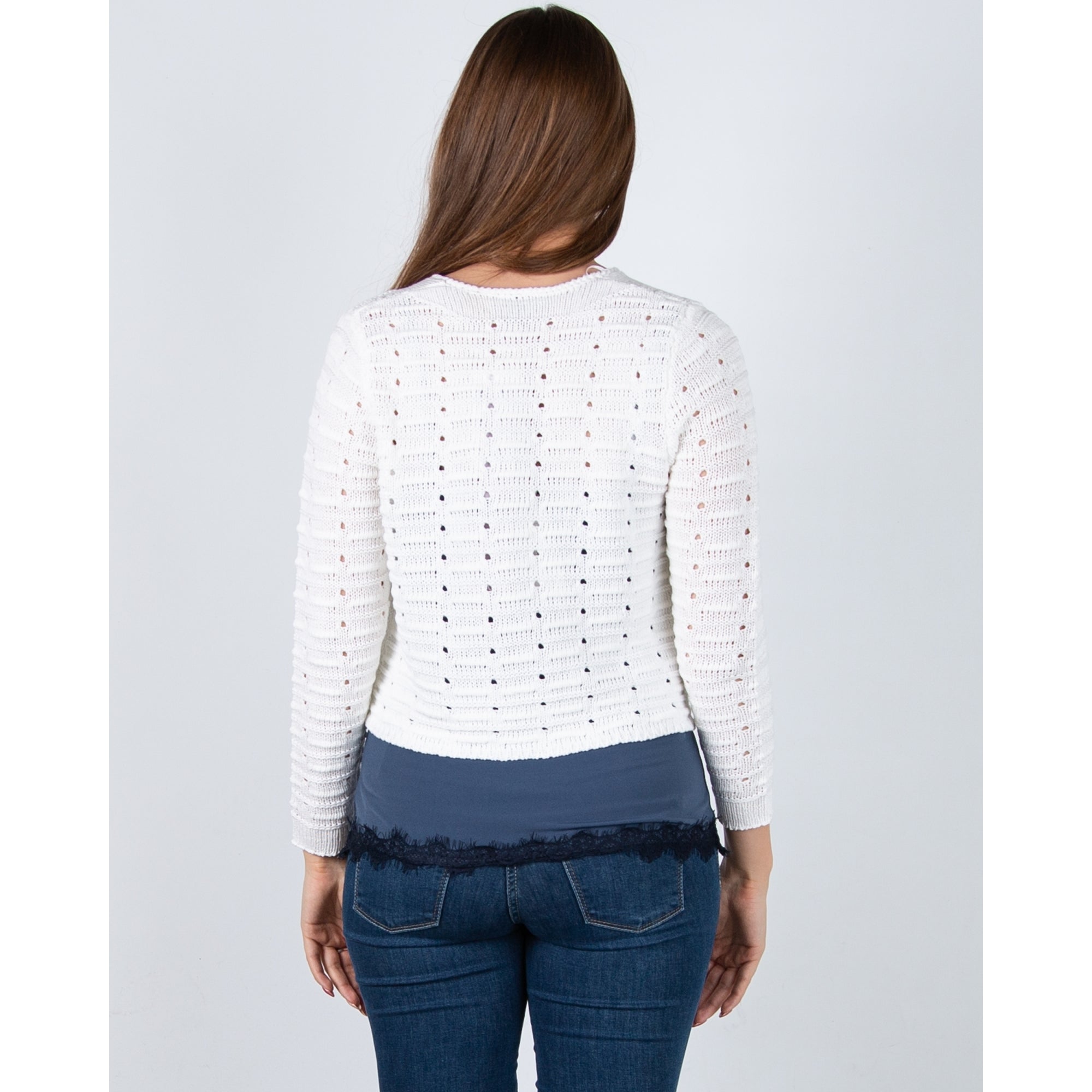 Marble Fashions One Button Knit Cardigan White 102