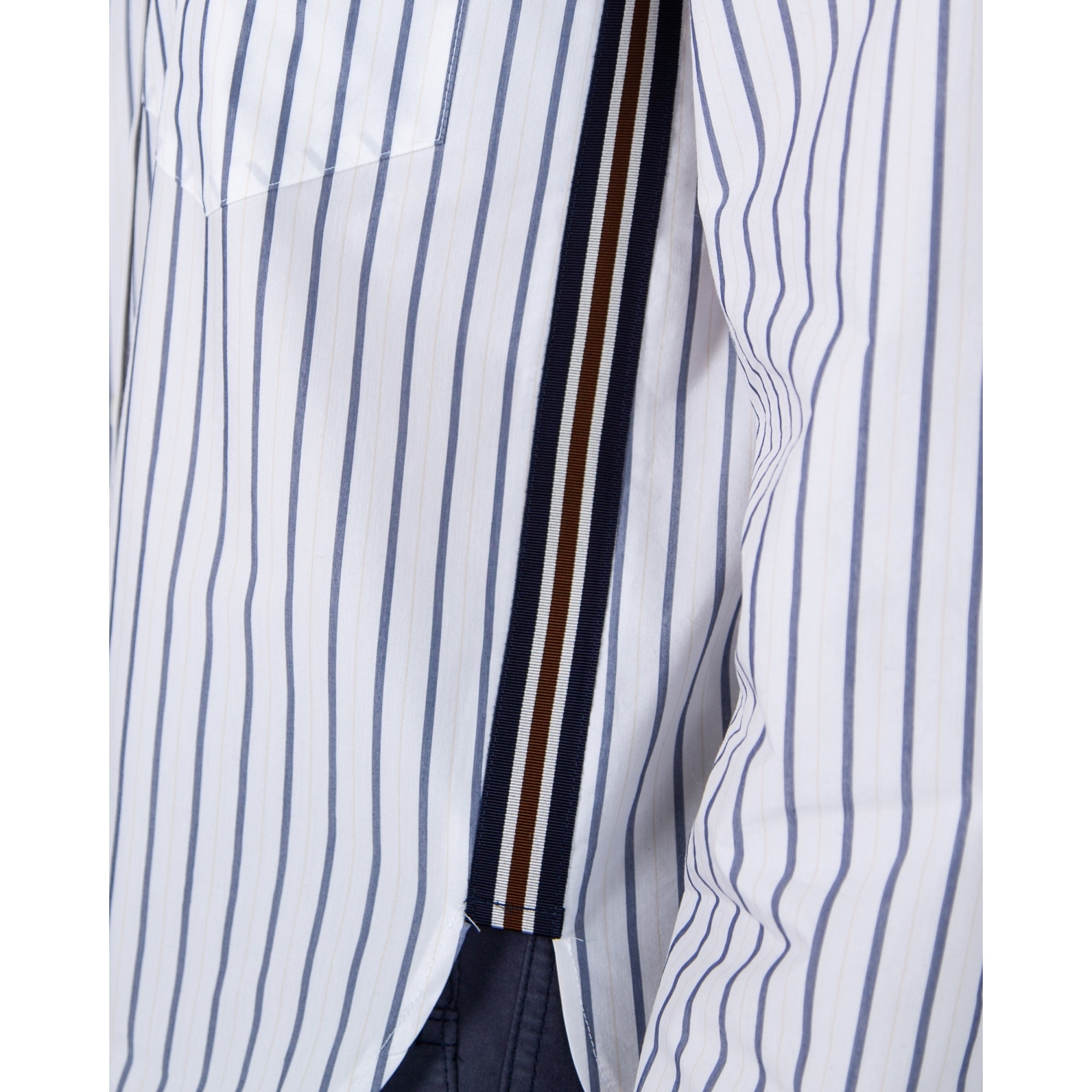 Luisa Cerano Cotton Blend Stripe Shirt With Ribbon Stripe Side White/blue