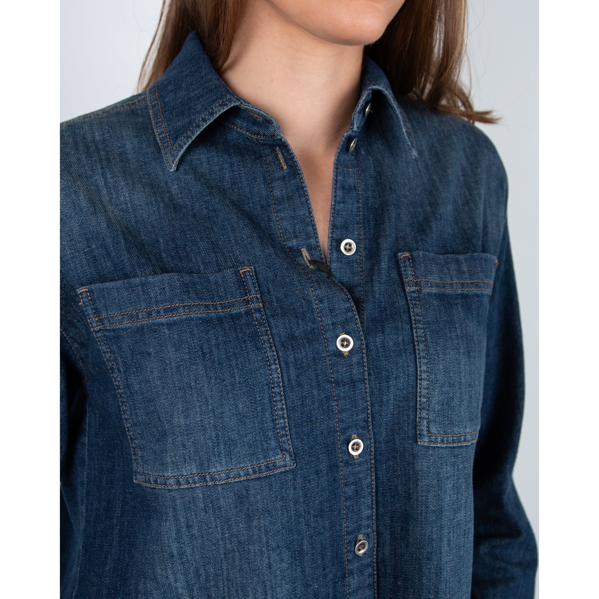Luisa Cerano Denim Shirt Jacket With Frayed Hem Denim