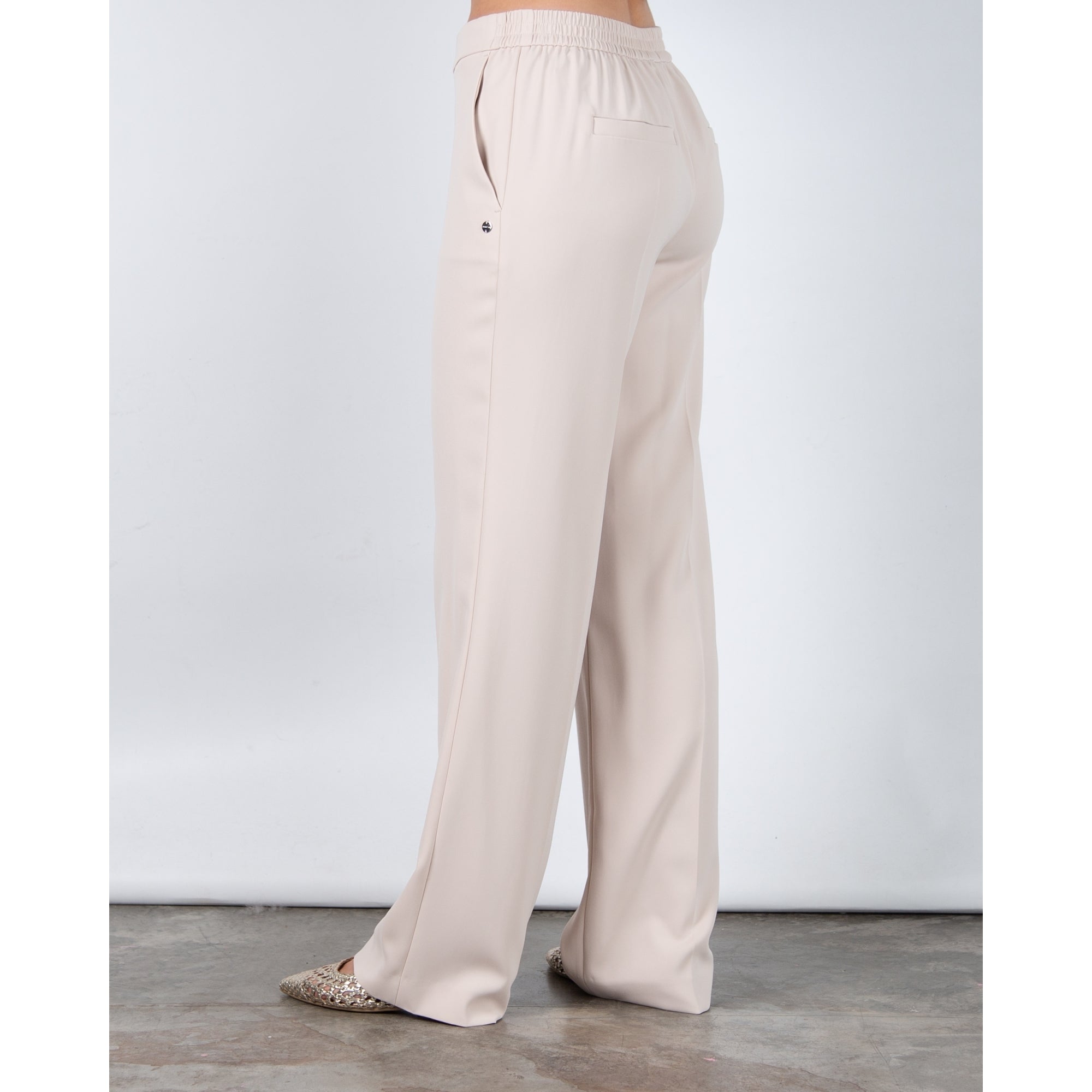 Marc Cain Washington Flat Front Pull On Relaxed Trouser Beige 127