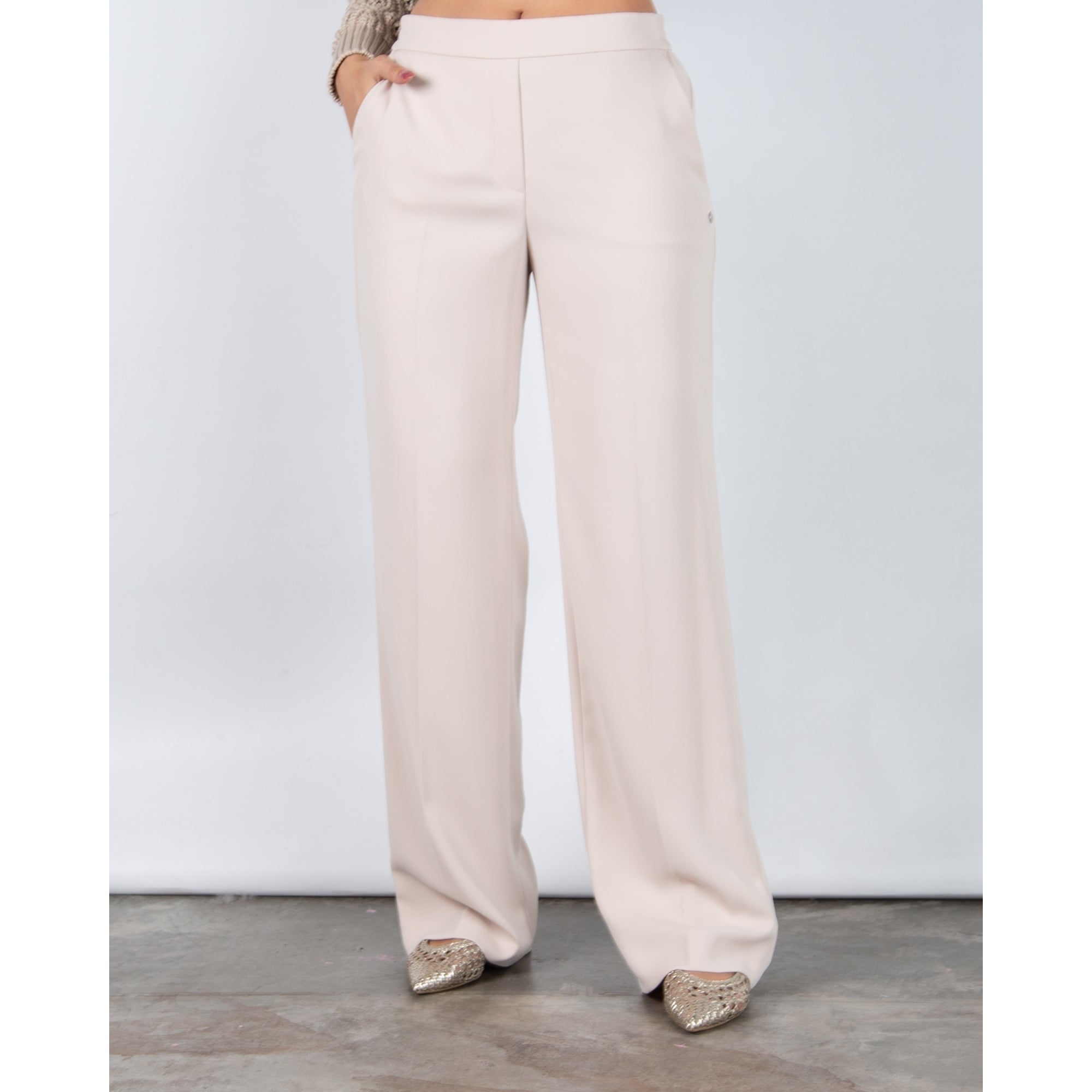 Marc Cain Washington Flat Front Pull On Relaxed Trouser Beige 127