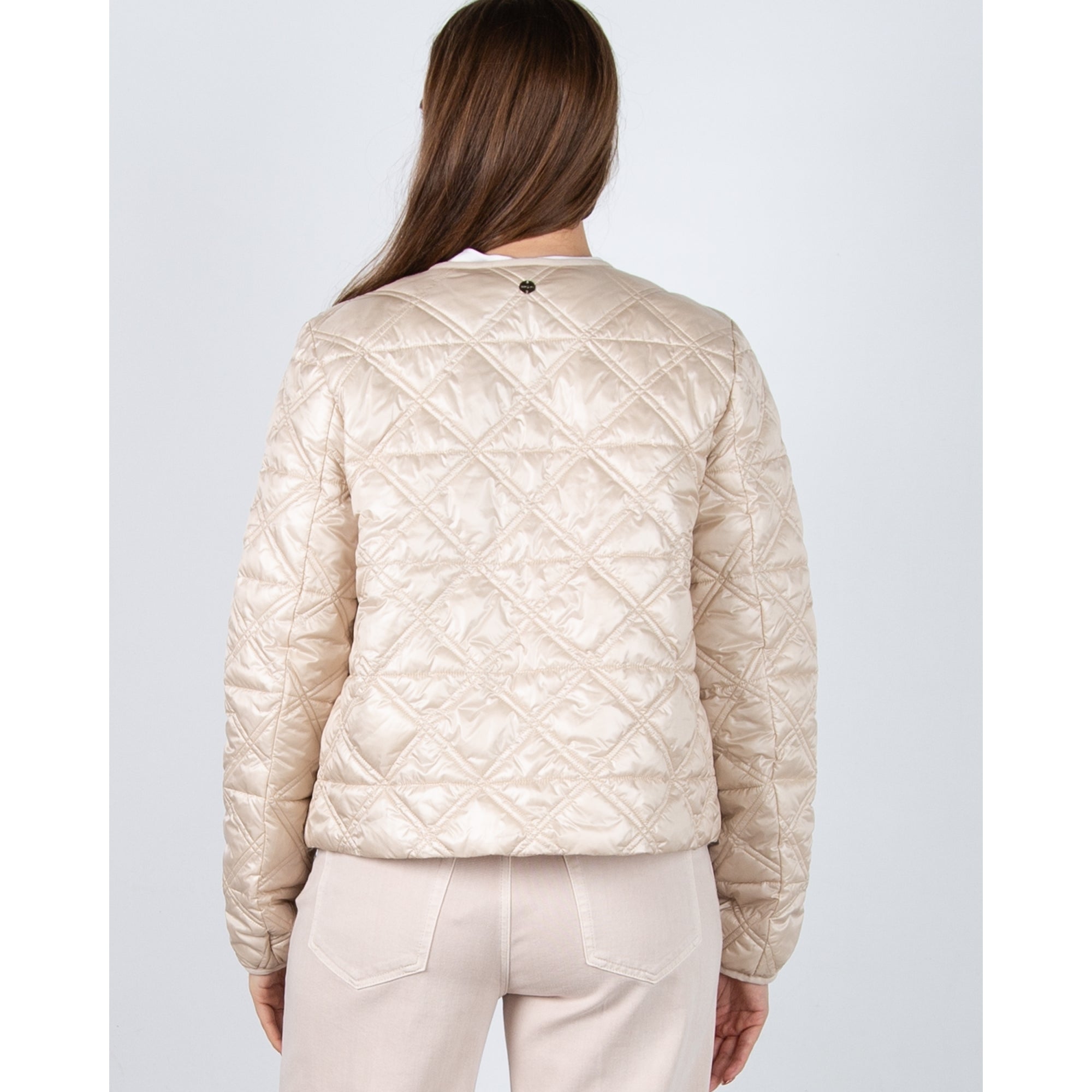 Marc Cain Quilted Button Down Jacket With Front Pockets Pearl