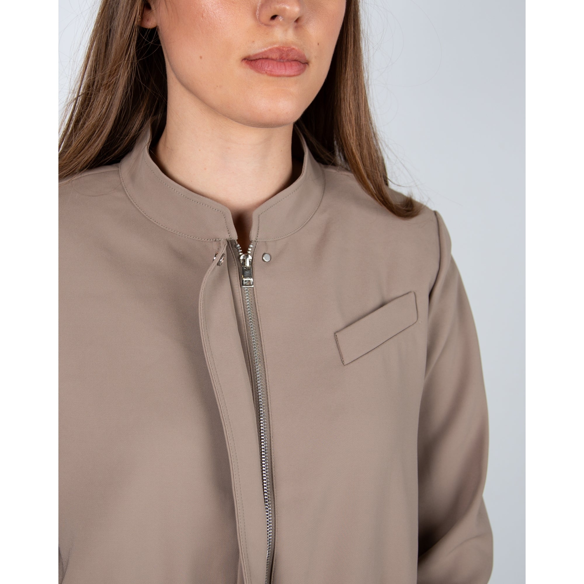 Marc Cain Cropped Bomber Jacket With Elastic Hem And Sleeve Sage