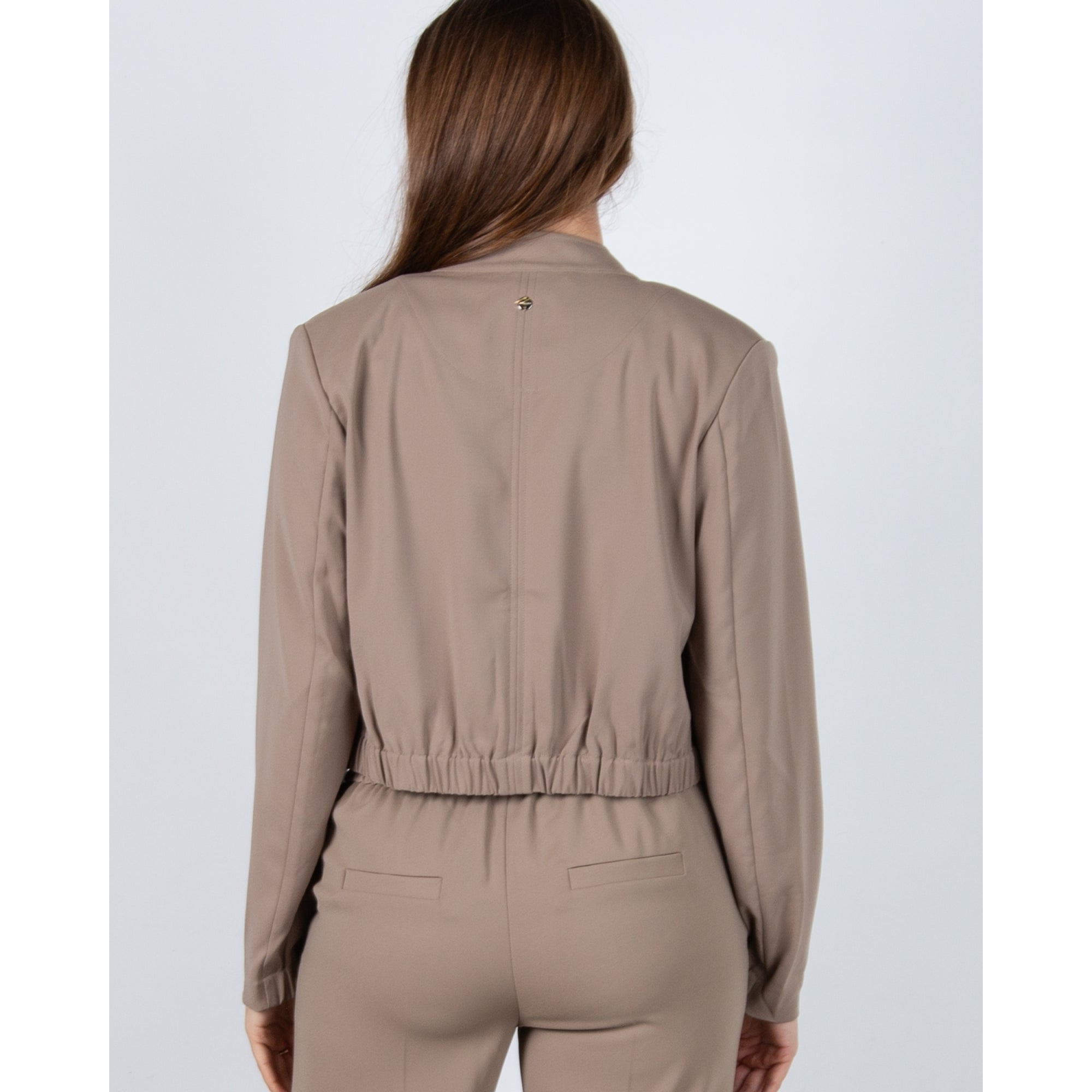 Marc Cain Cropped Bomber Jacket With Elastic Hem And Sleeve Sage