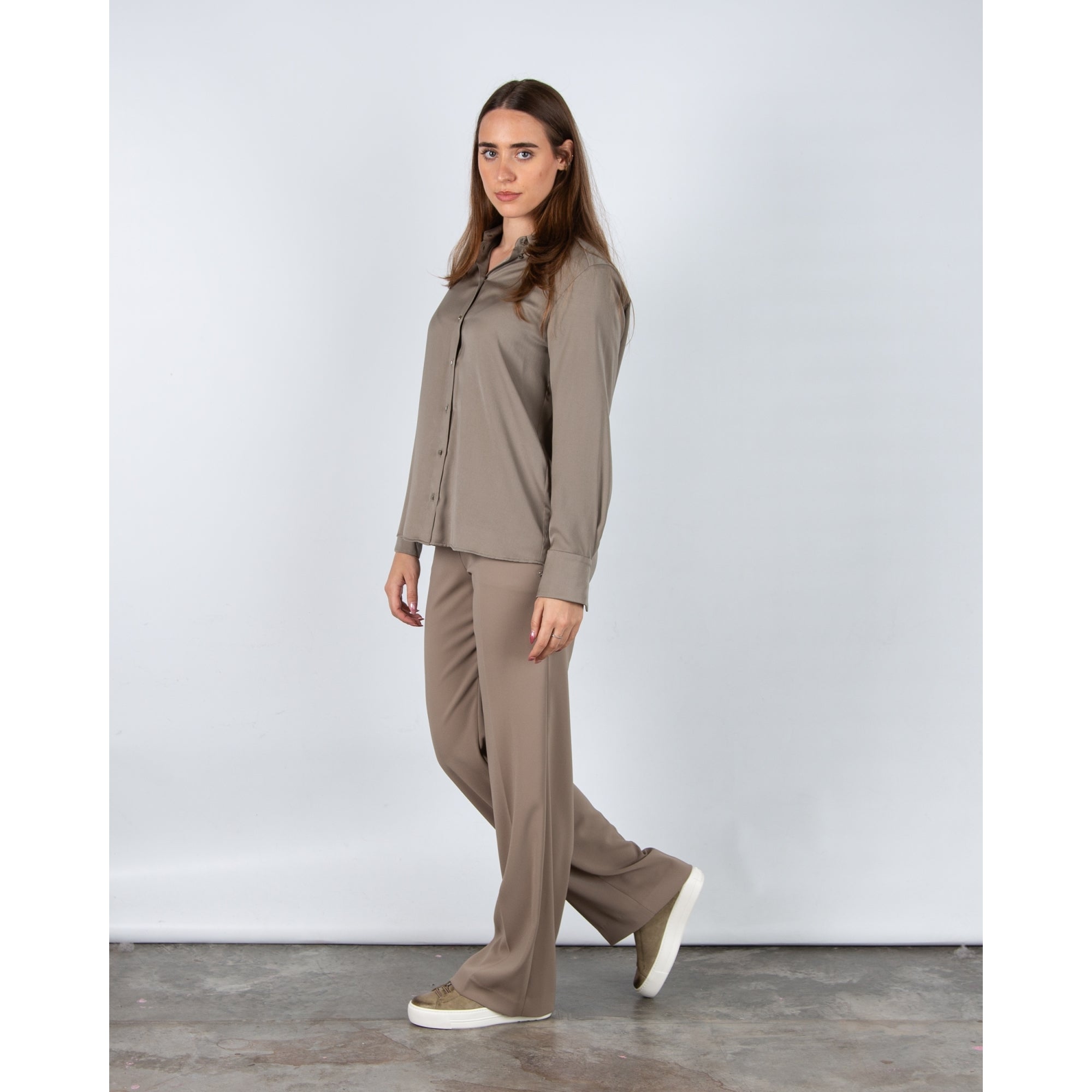 Marc Cain Plain Shirt With Pleated Back Sage