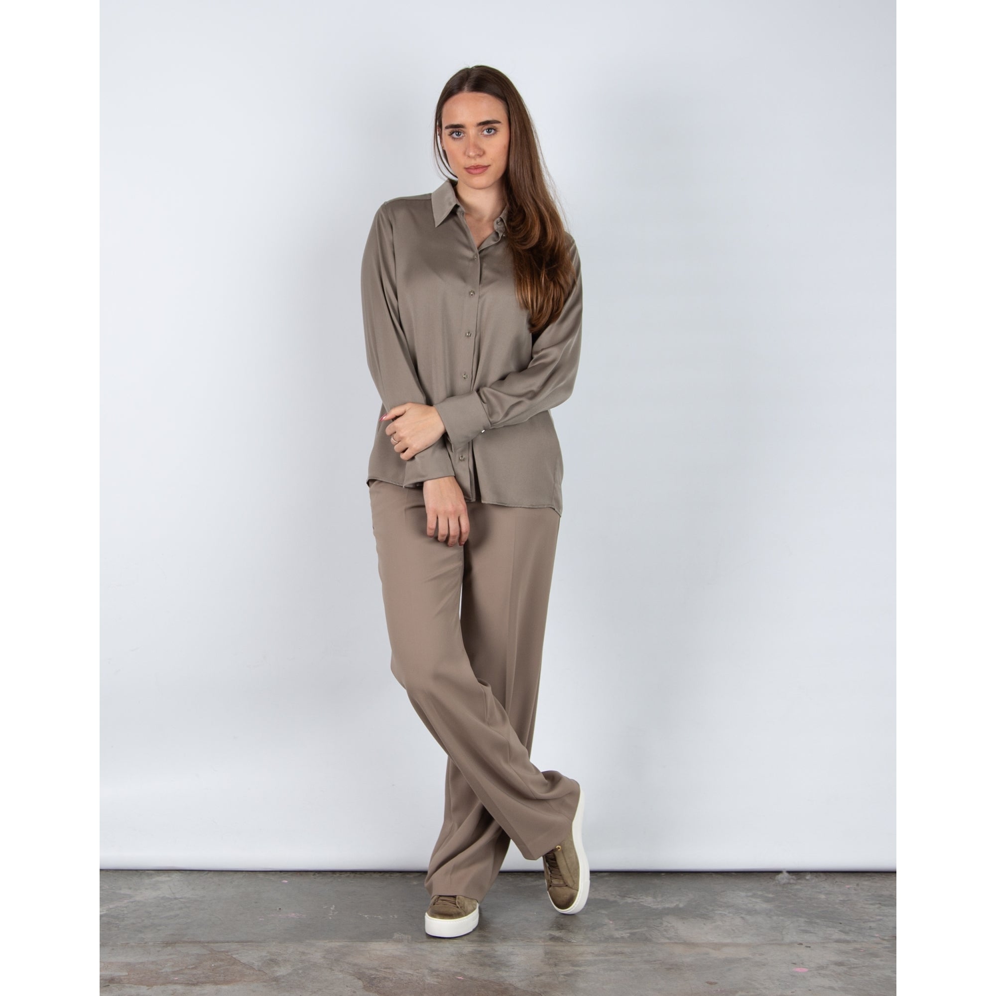 Marc Cain Plain Shirt With Pleated Back Sage